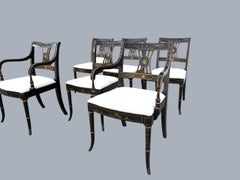 Satz von 6 Chinoiserie-Esszimmerstühlen im Regency-Stil