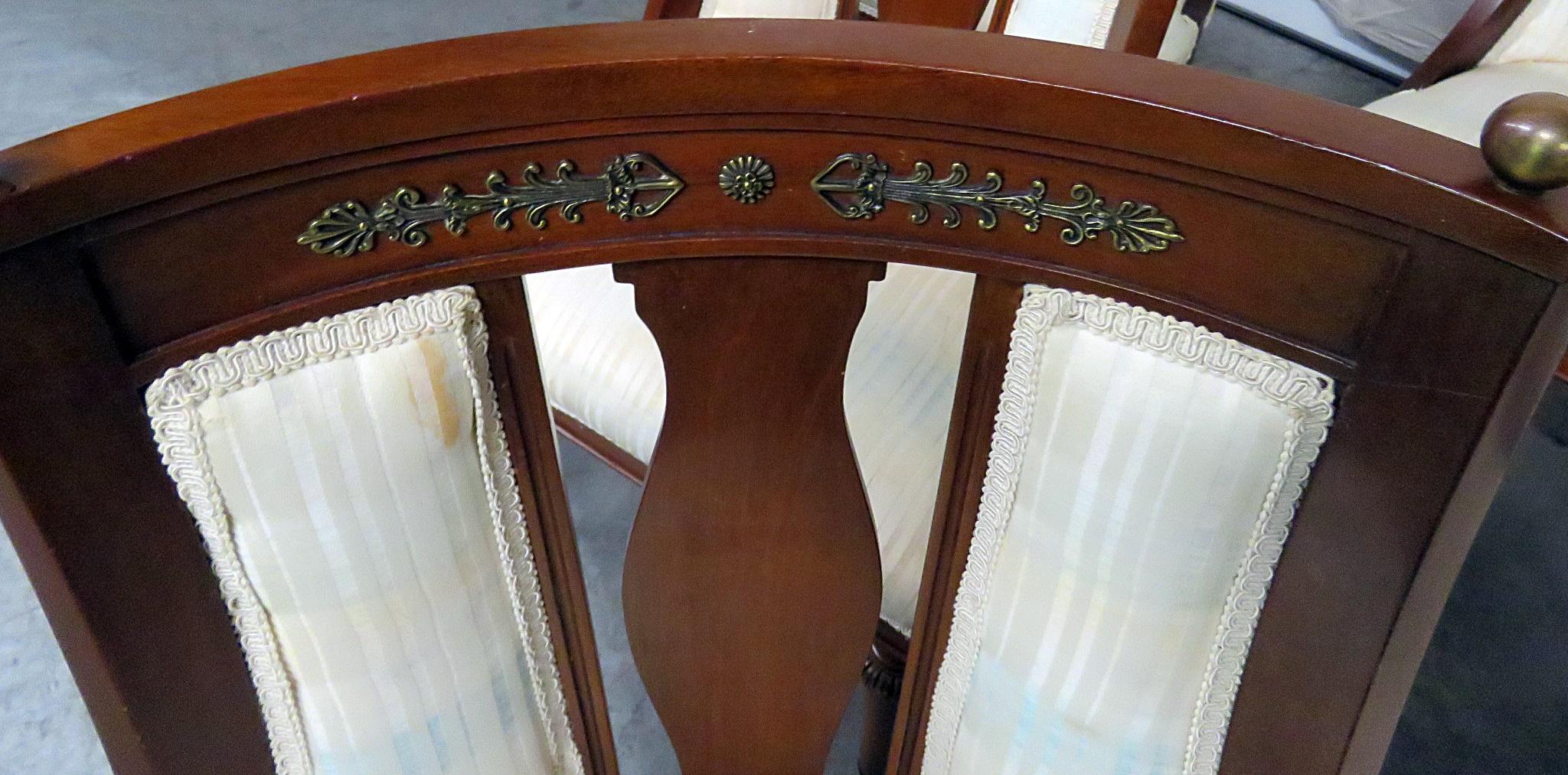 Set of 6 French Regency Style Bronze Mounted Dining Room Chairs In Good Condition In Swedesboro, NJ