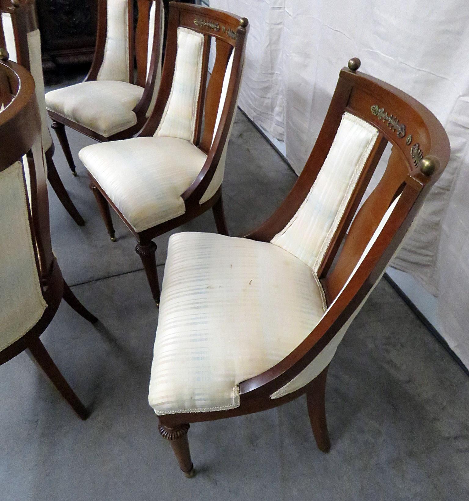 Set of 6 French Regency Style Bronze Mounted Dining Room Chairs 2