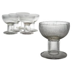 Set of 6 Rene Lalique Wingen Pattern Bordeaux Glasses, Marcilhac 5110