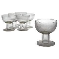 Set of 6 Rene Lalique Wingen Pattern Champagne Glasses, Designed 1926