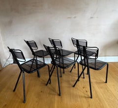 Ensemble de 6 chaises de salle à manger en métal percé Rene Malaval