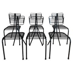 Set of 6 Rene Malaval pierced metal dining chairs