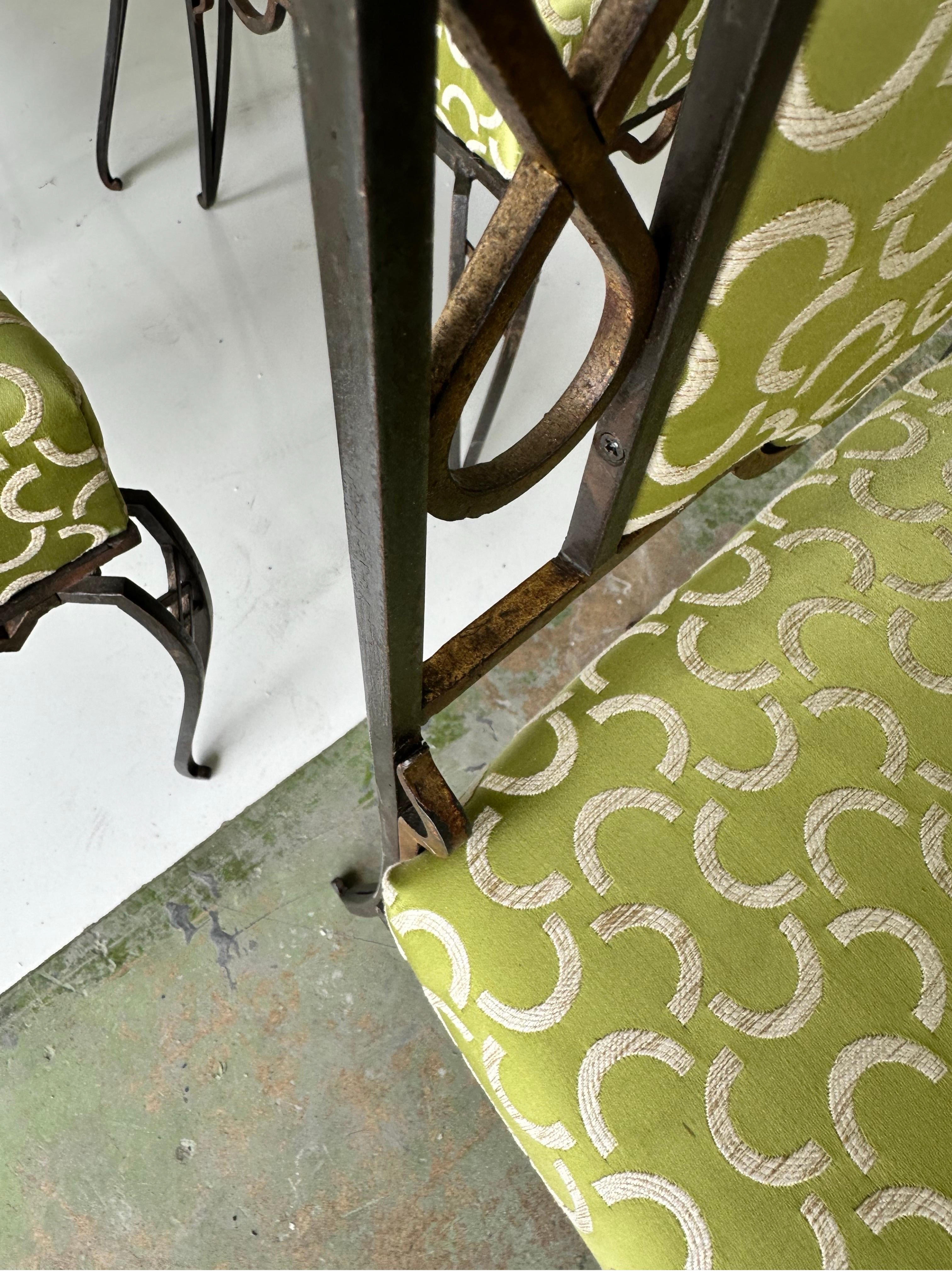 Ensemble de 6 chaises de salle à manger en fer forgé Rene Prou Bon état - En vente à Miami, FL