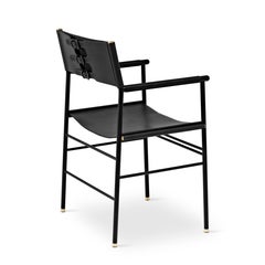 Set di 6 poltrone classiche senza tempo in stile contemporaneo in pelle nera e gomma nera in metallo