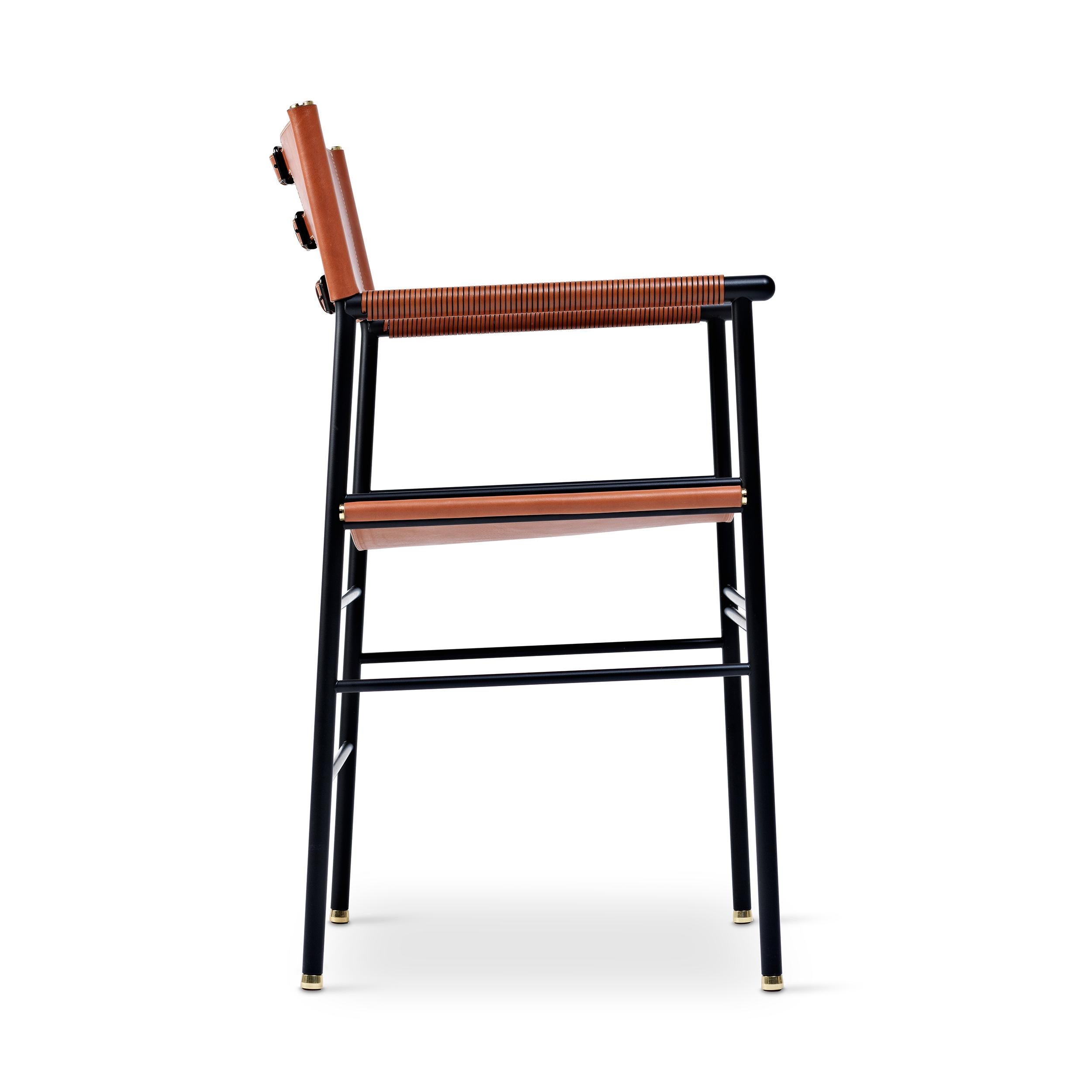 6er Set Klassisch Zeitgenössischer Sessel Naturfarbenes Leder & Schwarzes Ruber Metall im Zustand „Neu“ im Angebot in Alcoy, Alicante