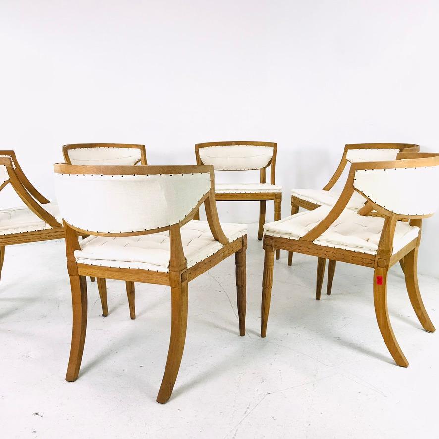 Contemporary Set of 6 Restoration Hardware Gustavian Dining Chairs