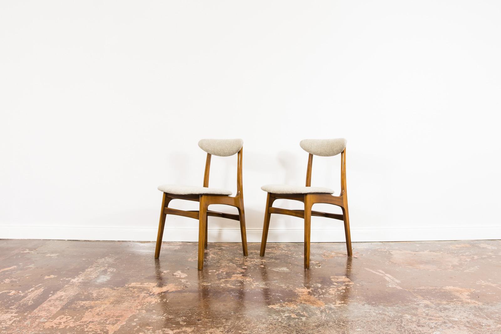 Set of 6 Restored Beige Dining Chairs by Rajmund Teofil Hałas, 1960's 2