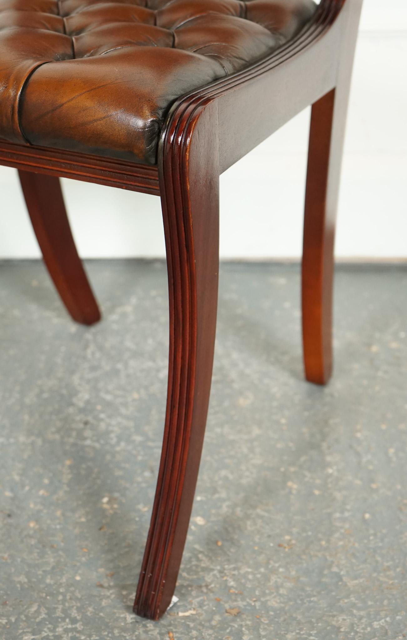 SET OF 6 RESTORED CHESTERFIELD LEATHER DINING CHAiRS J1 For Sale 3