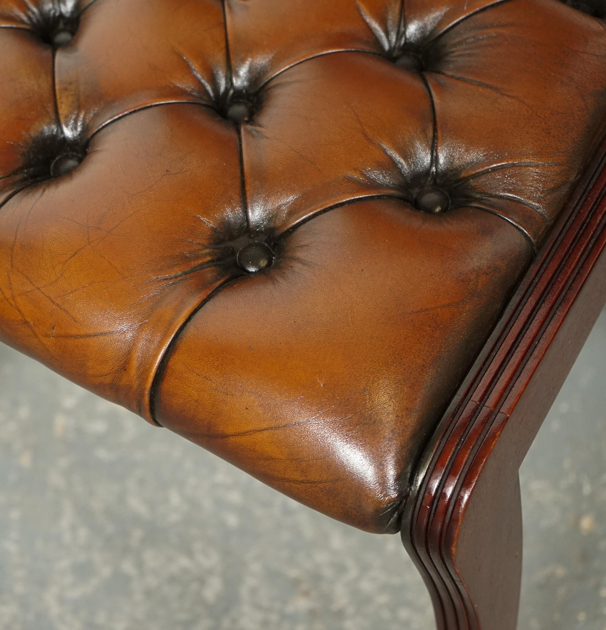 SET OF 6 RESTORED CHESTERFIELD LEATHER DINING CHAiRS J1 For Sale 4