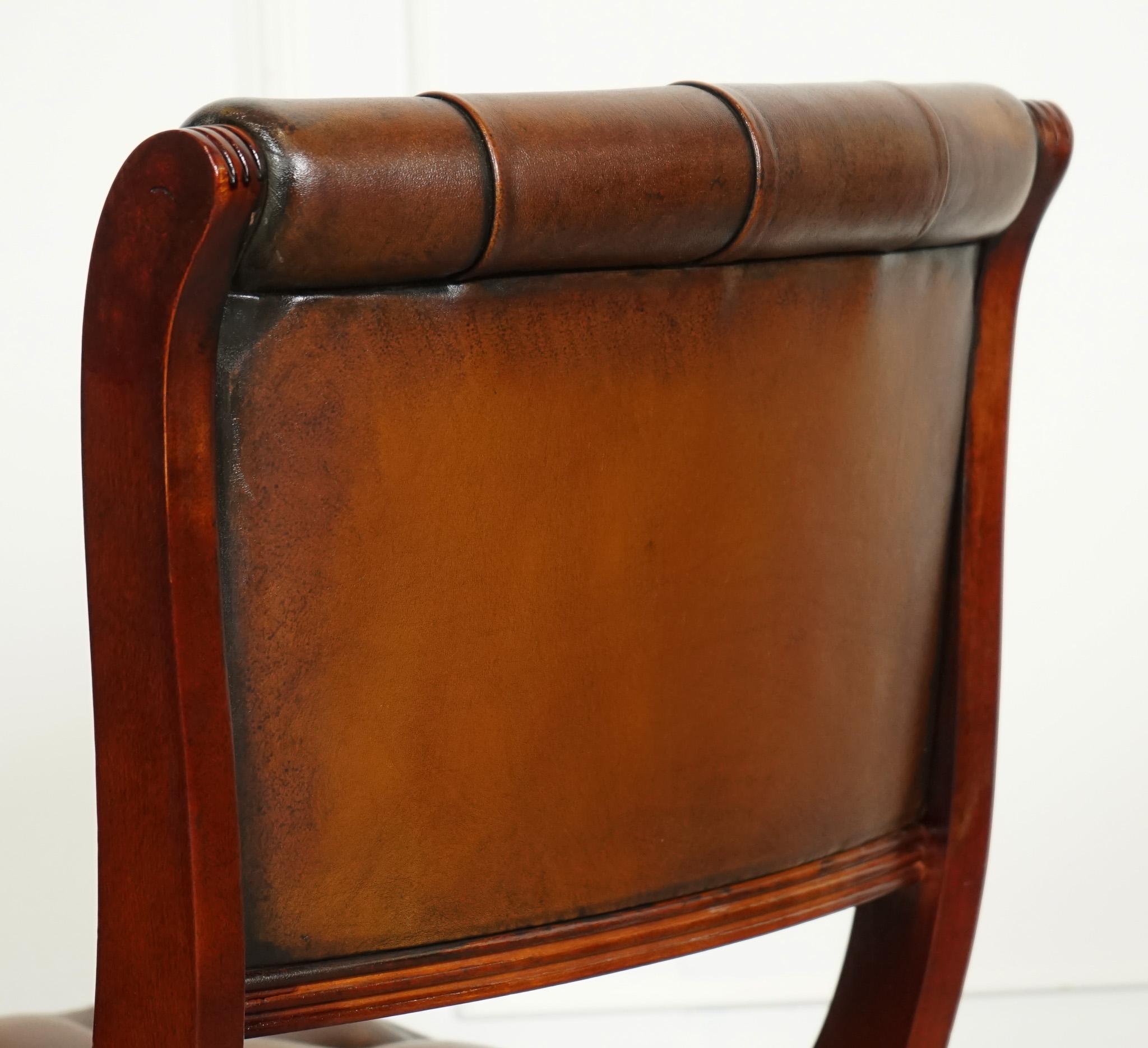 SET OF 6 RESTORED CHESTERFIELD LEATHER DINING CHAiRS J1 For Sale 6