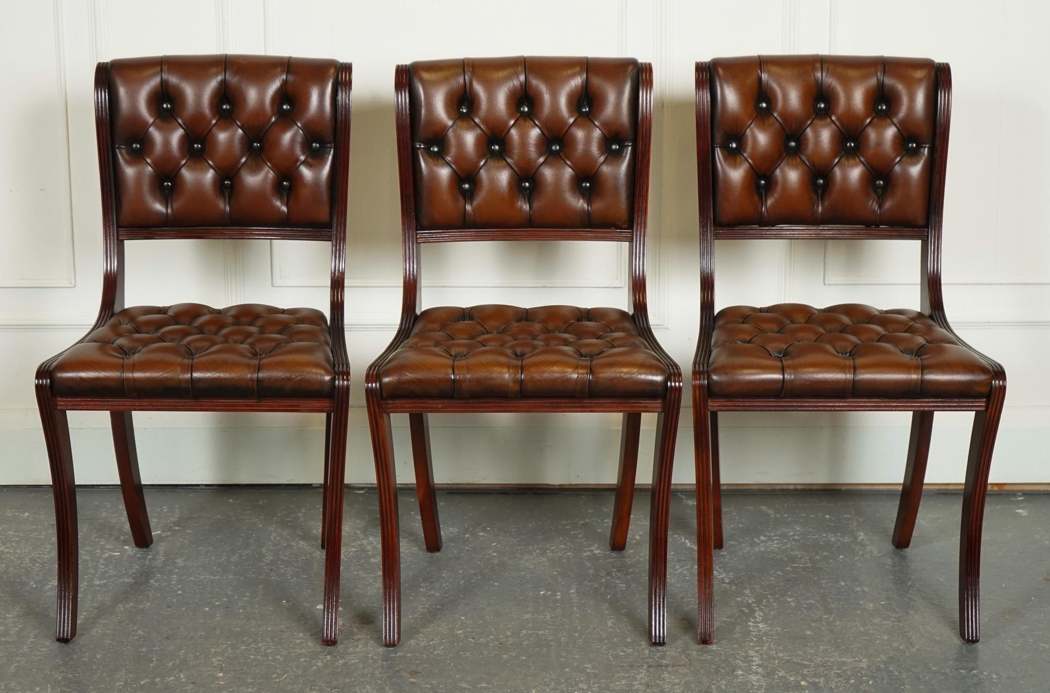 SET OF 6 RESTORED CHESTERFIELD LEATHER DINING CHAiRS J1 For Sale 7