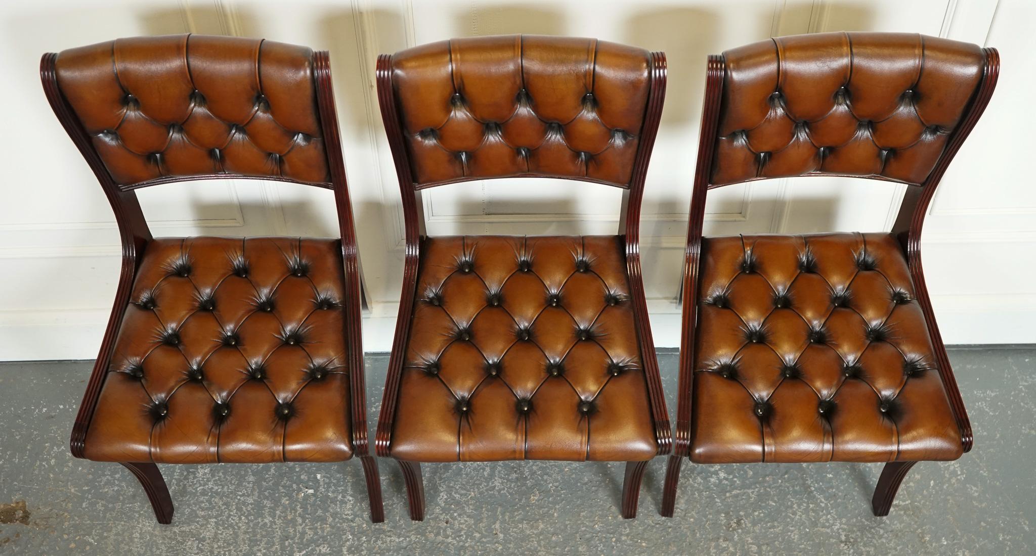SET OF 6 RESTORED CHESTERFIELD LEATHER DINING CHAiRS J1 For Sale 8