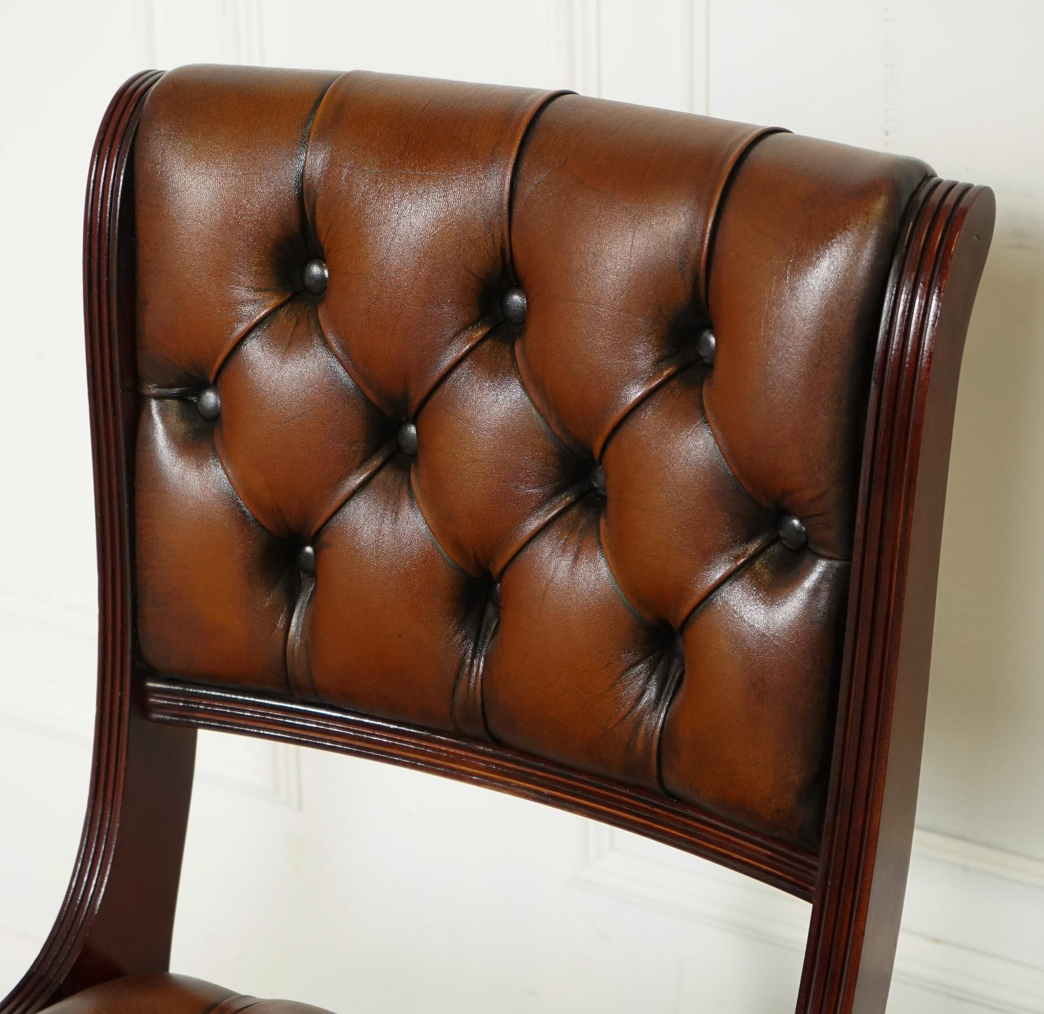SET OF 6 RESTORED CHESTERFIELD LEATHER DINING CHAiRS J1 For Sale 1