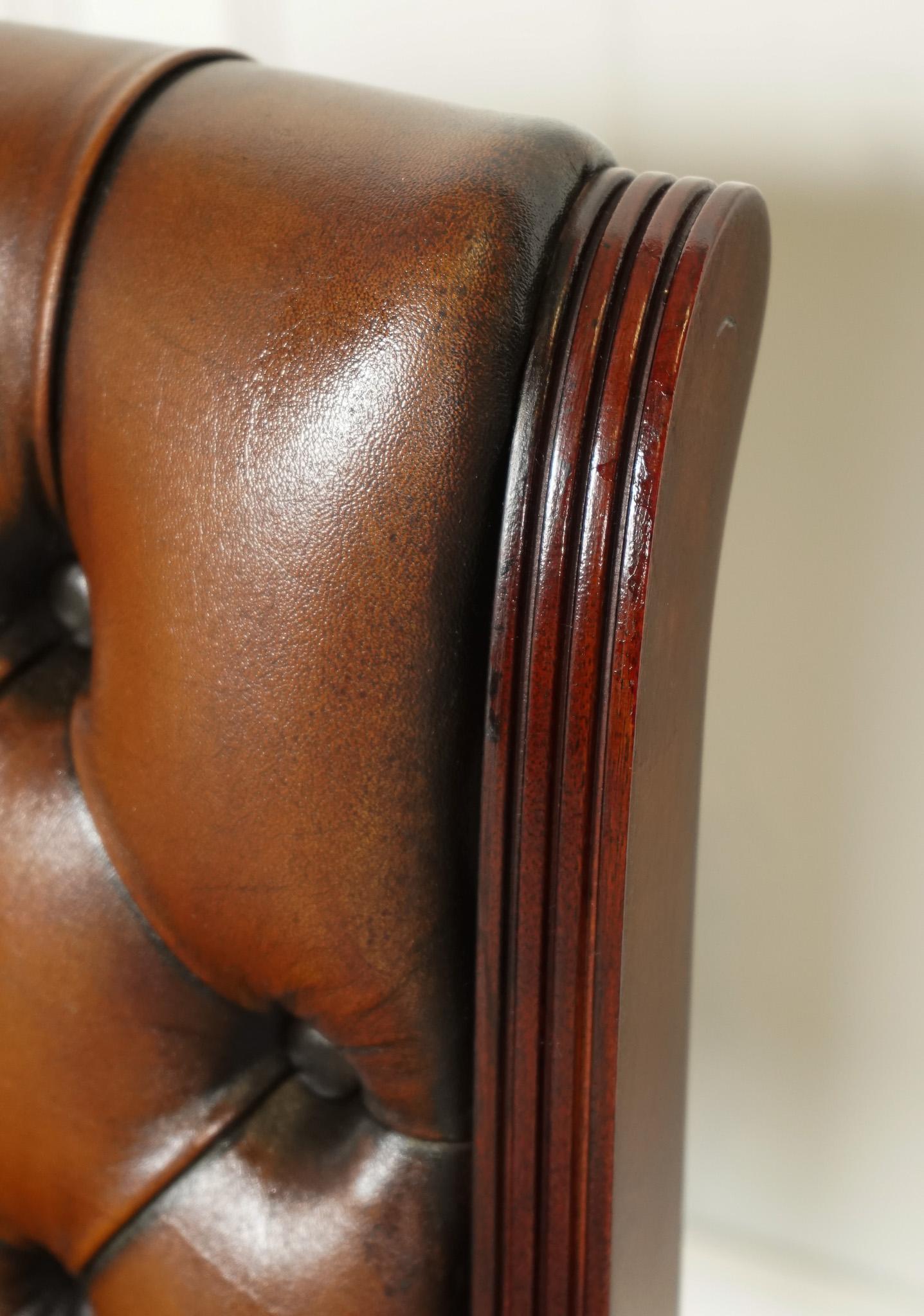 SET OF 6 RESTORED CHESTERFIELD LEATHER DINING CHAiRS J1 For Sale 2