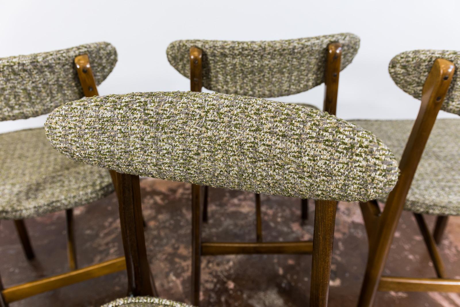 Set of 6 restored dining chairs by Rajmund Teofil Hałas 1960's 8
