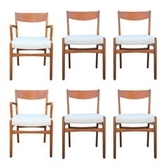 Set of 6 Restored Shearling Style Swedish Bruno Mathsson Dining Chairs