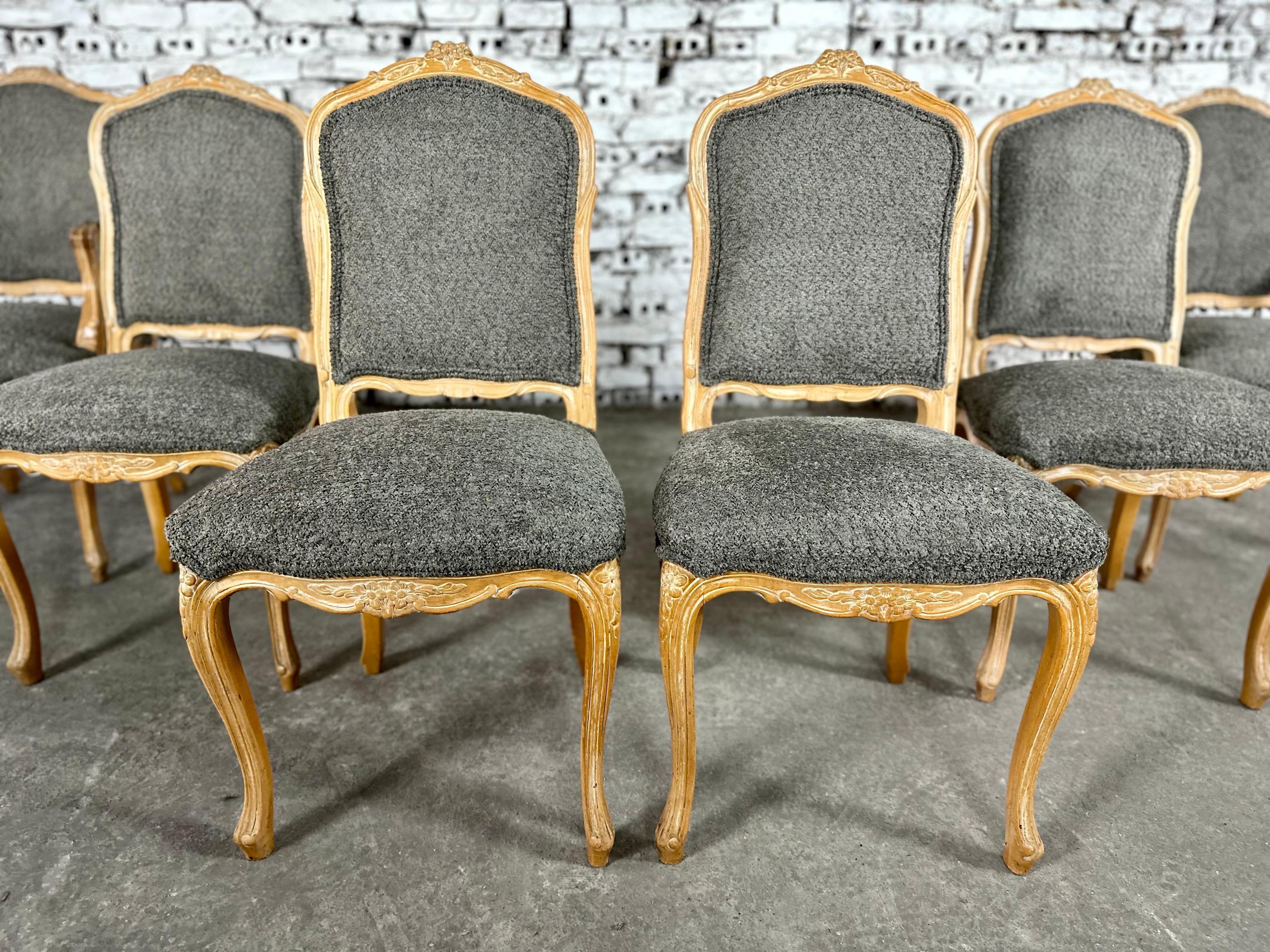 Set of 6 Reupholstered French Louis XV Dining Chairs 5