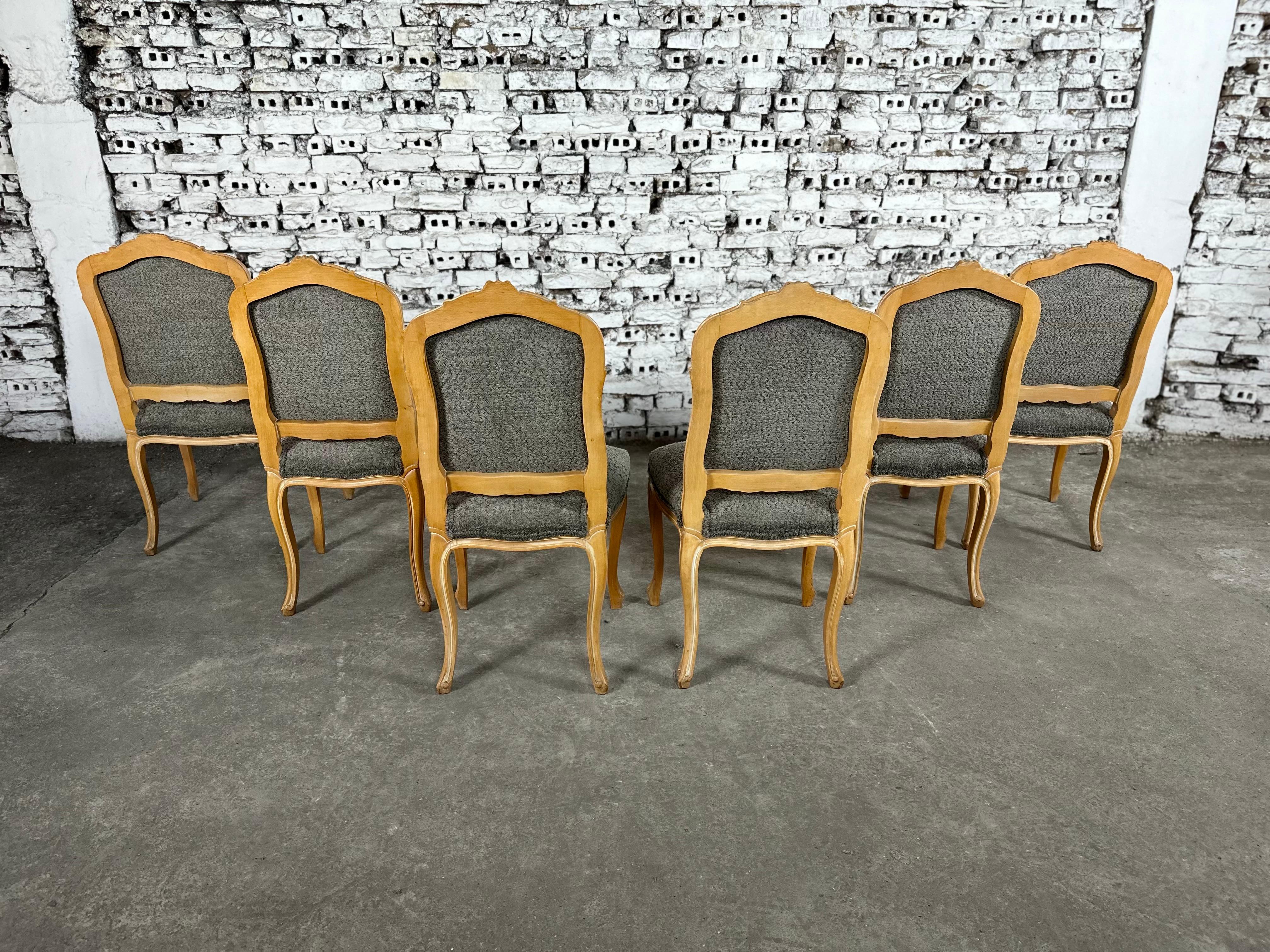 Set of 6 Reupholstered French Louis XV Dining Chairs 10