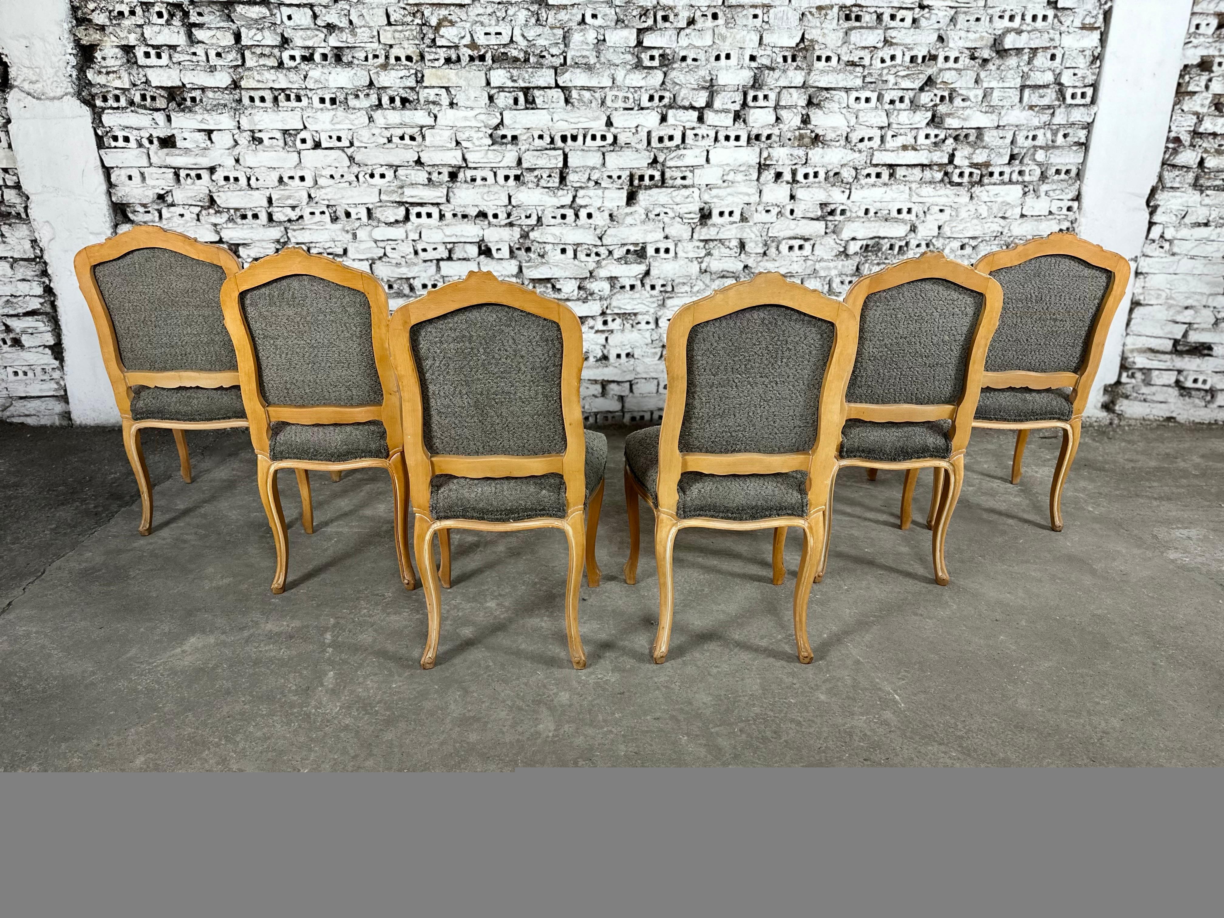 Set of 6 Reupholstered French Louis XV Dining Chairs 12
