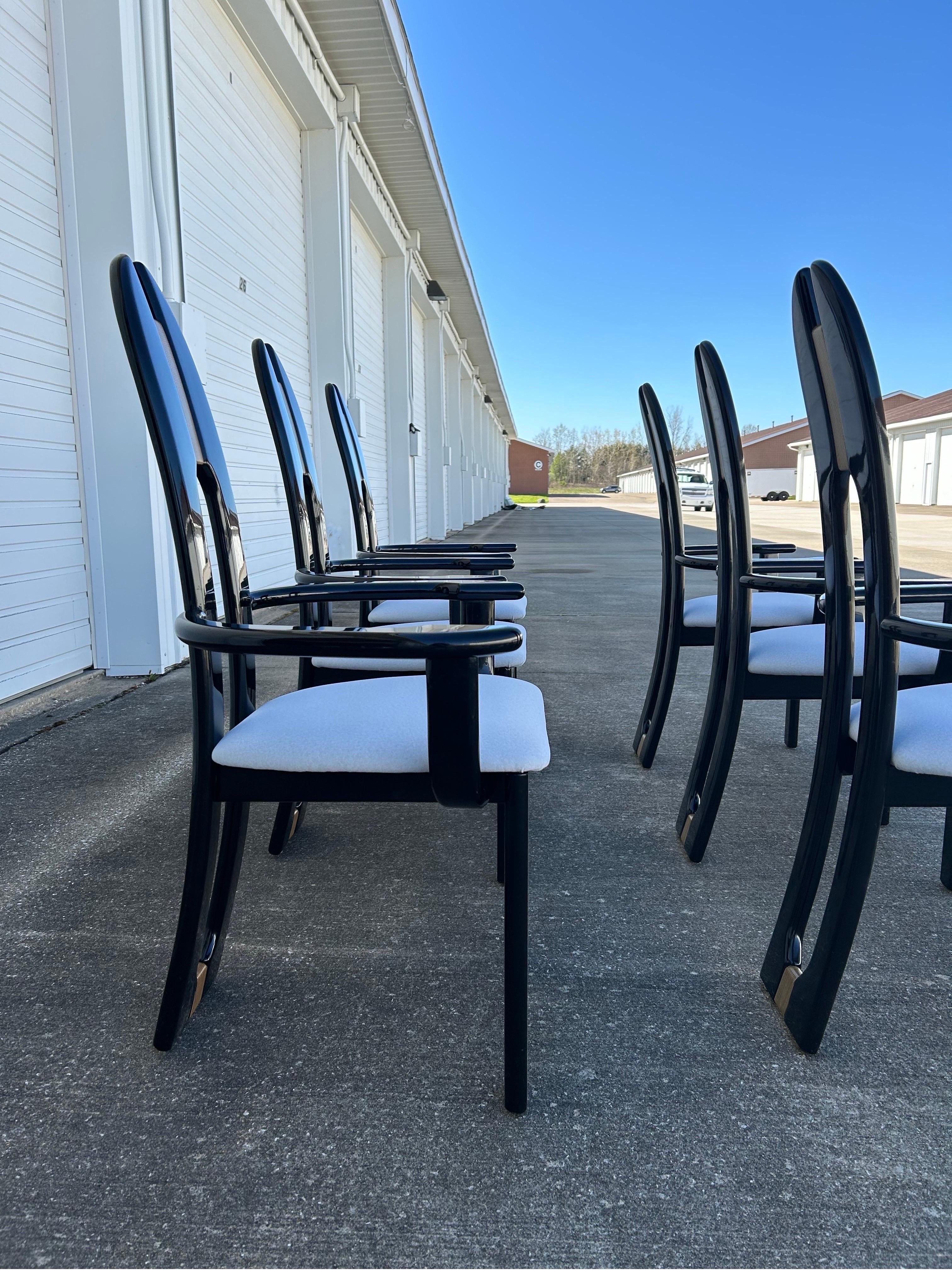 Set of 6 Reupholstered Italian Avant Garde Dining Armchairs For Sale 5
