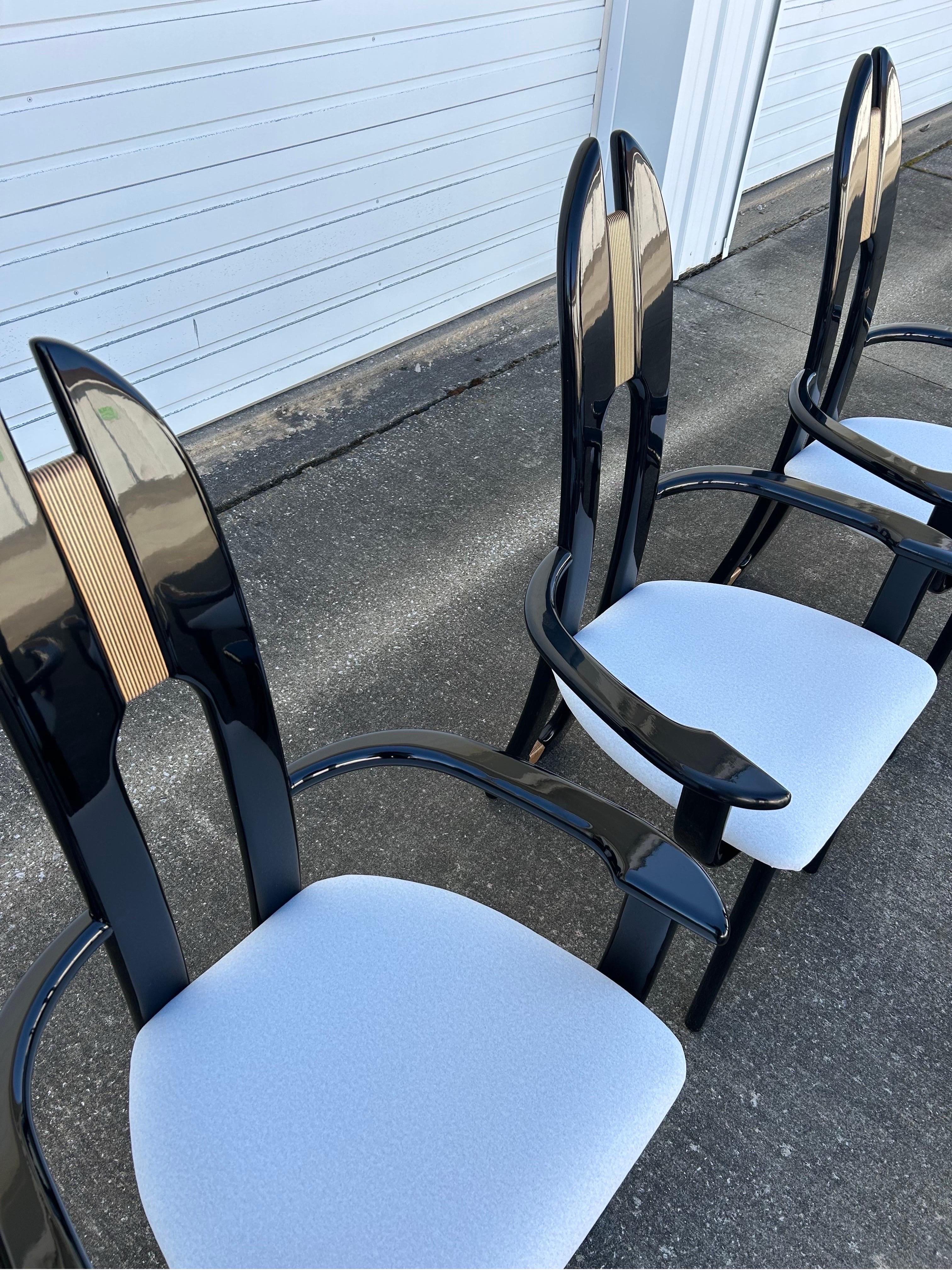 Set of 6 Reupholstered Italian Avant Garde Dining Armchairs For Sale 7
