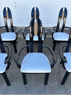 Set of 6 Reupholstered Italian Avant Garde Dining Armchairs