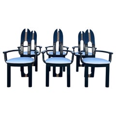 Set of 6 Reupholstered Italian Avant Garde Dining Armchairs