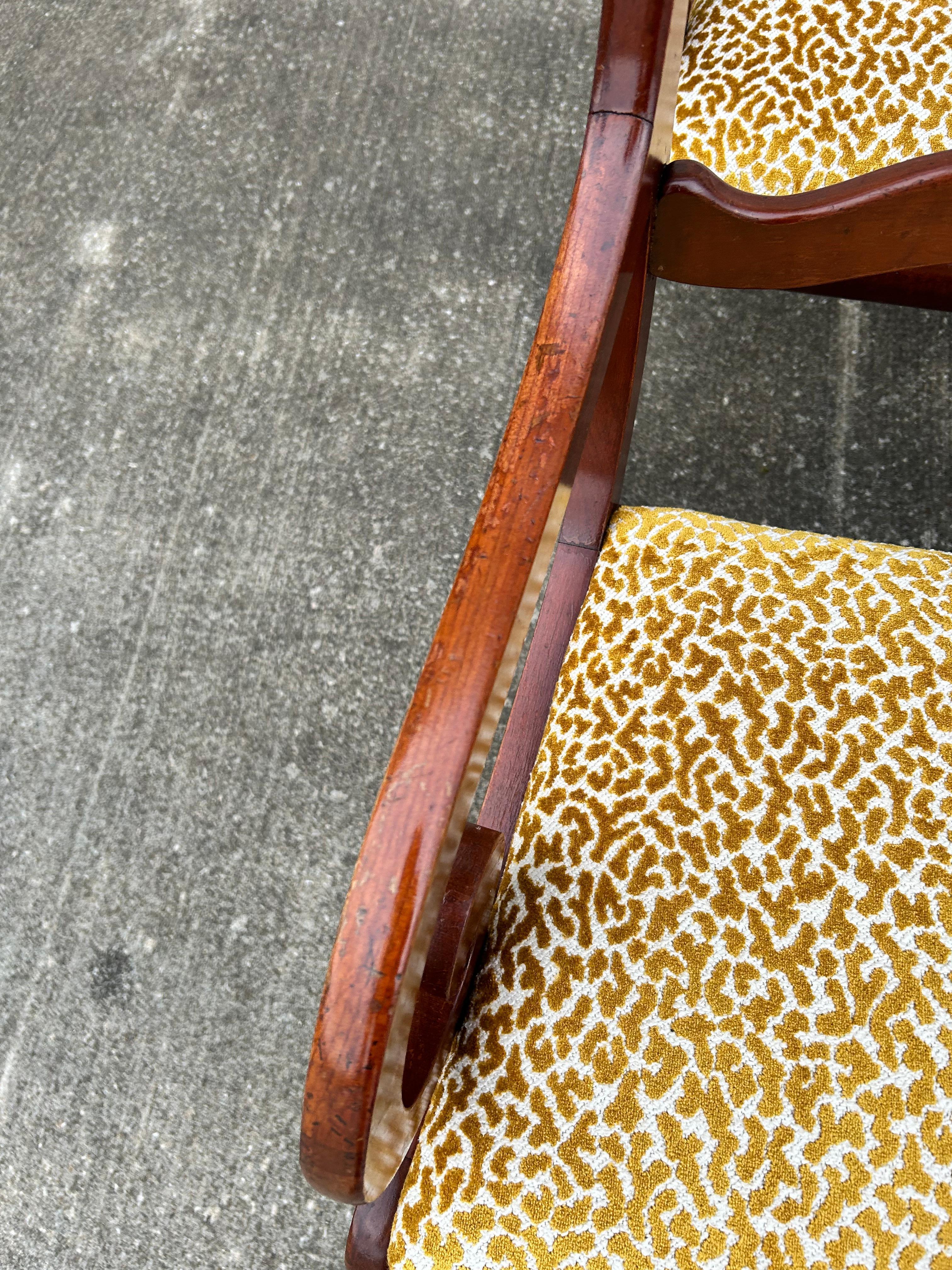 Set of 6 Reupholstered Mahogany Carved Rose Back Dining Chairs For Sale 7