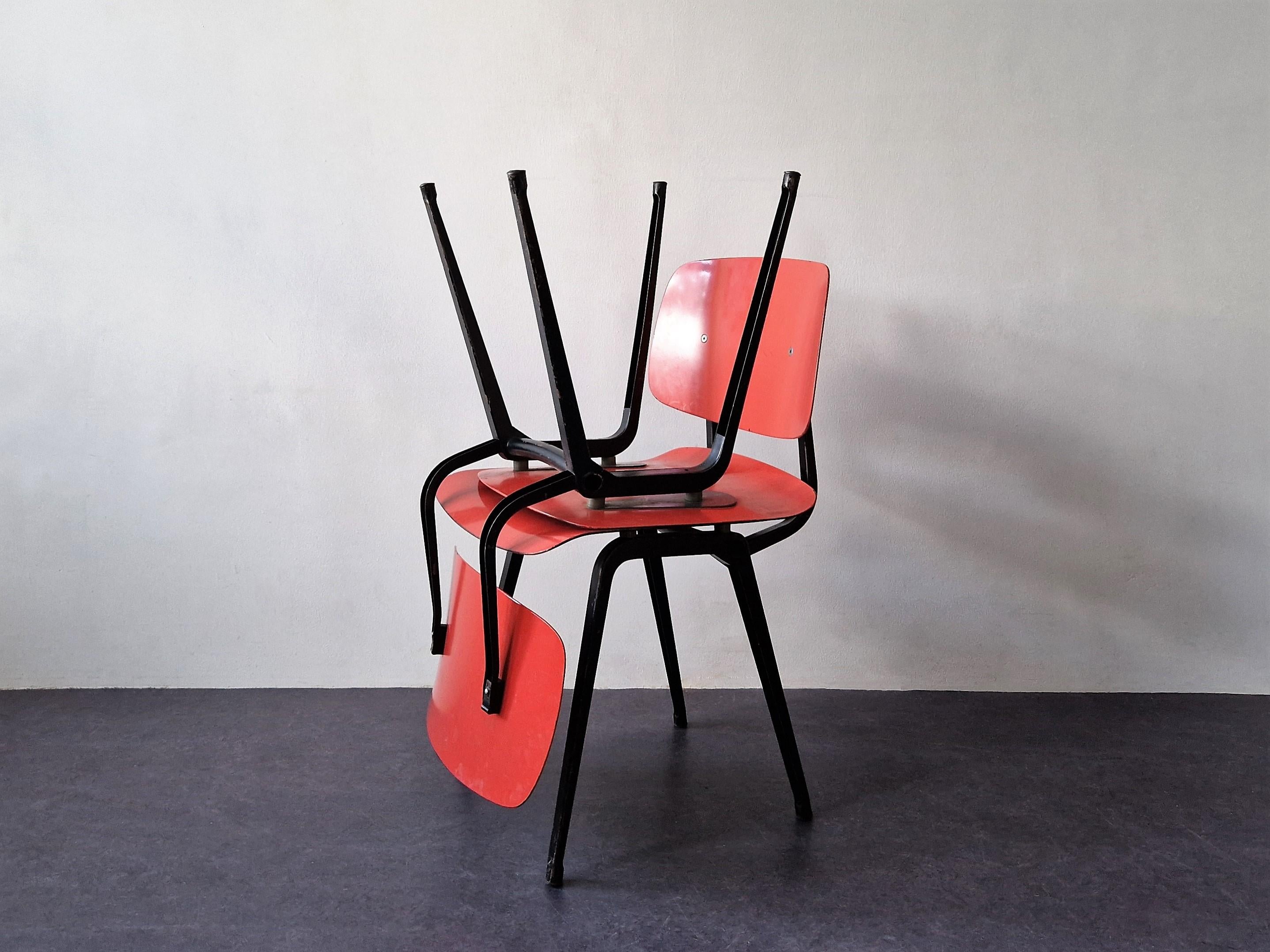 Synthetic Set of 6 Revolt Chairs by Friso Kramer for Ahrend de Cirkel, Netherlands, 1956 For Sale