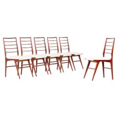 Set of 6 Rino Levi chairs in jacaranda and fabric Brazilian design 1950