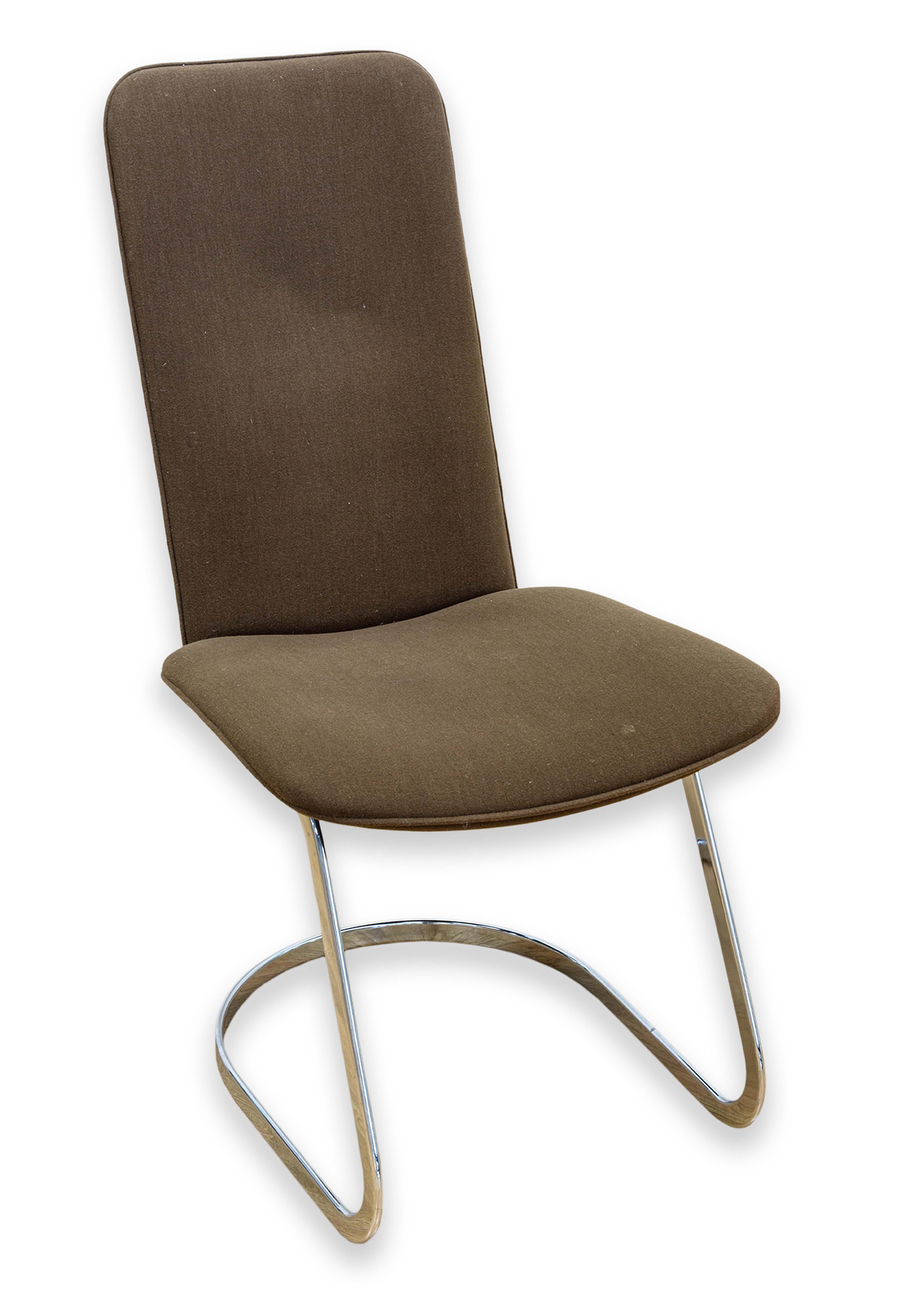 6er-Set Robert Haussmann für De Sede RH-320 Braune Mohair & Chrom Esszimmerstühle im Angebot 6