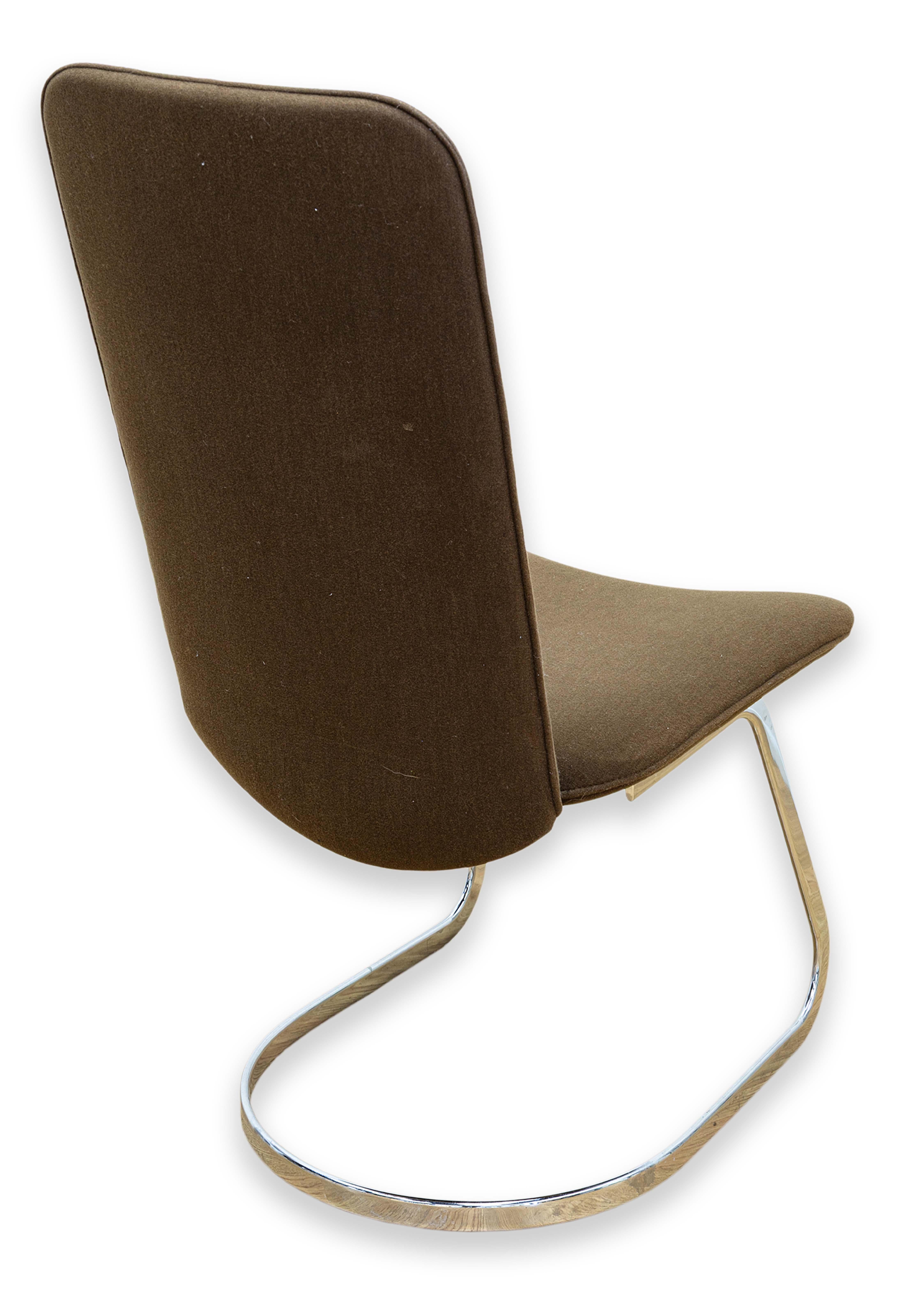 6er-Set Robert Haussmann für De Sede RH-320 Braune Mohair & Chrom Esszimmerstühle im Angebot 8