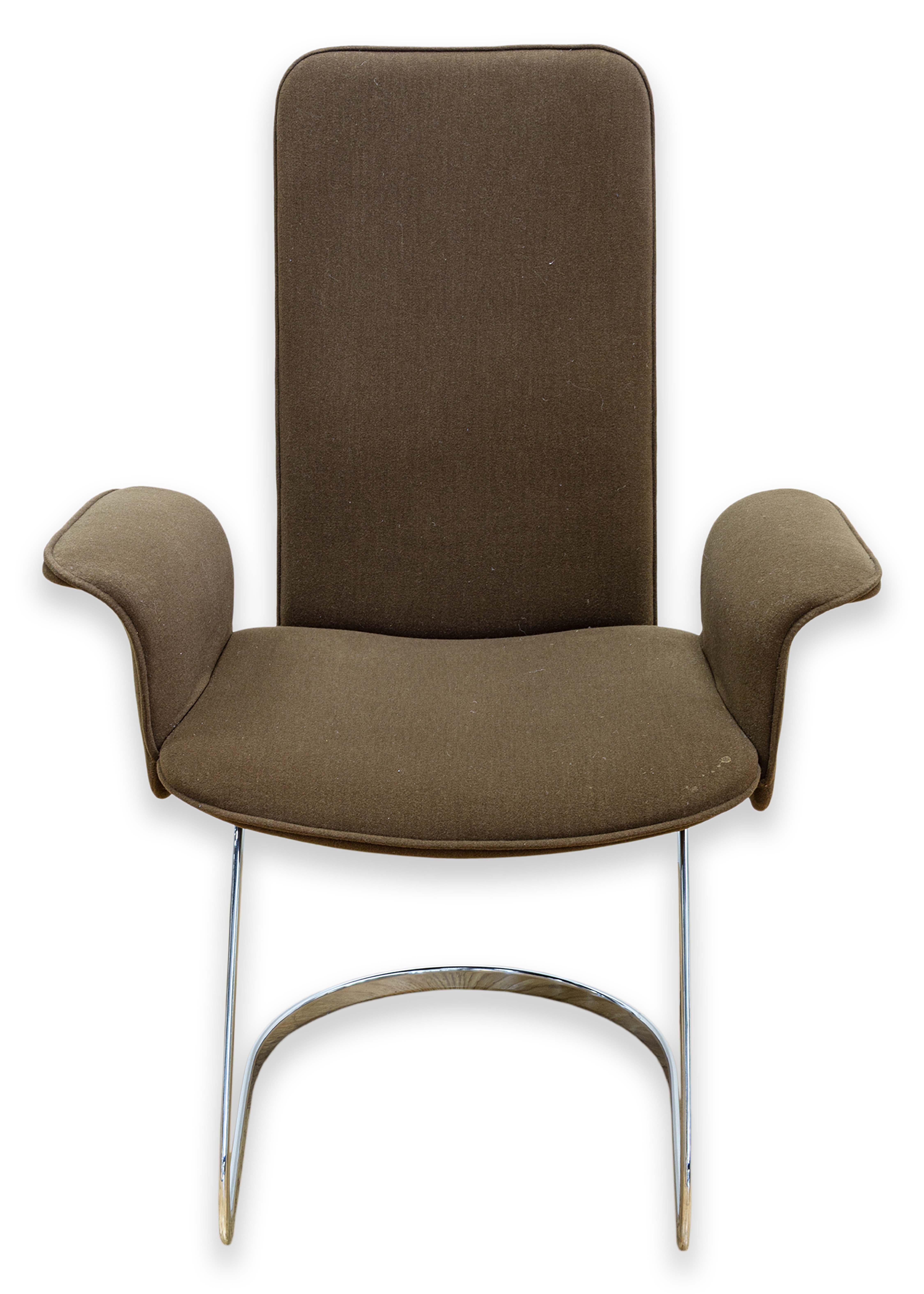 6er-Set Robert Haussmann für De Sede RH-320 Braune Mohair & Chrom Esszimmerstühle im Angebot 9