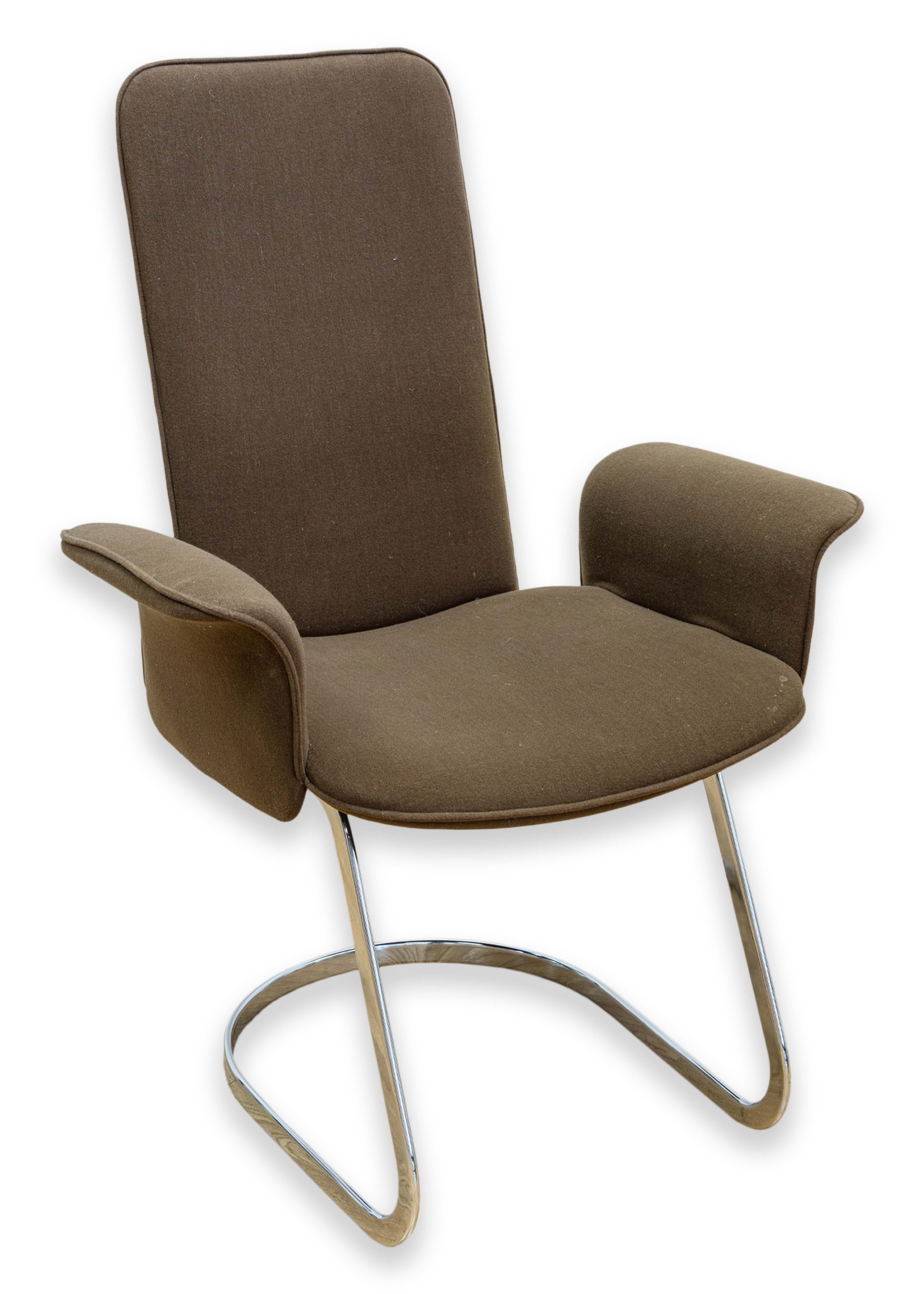 6er-Set Robert Haussmann für De Sede RH-320 Braune Mohair & Chrom Esszimmerstühle im Angebot 10