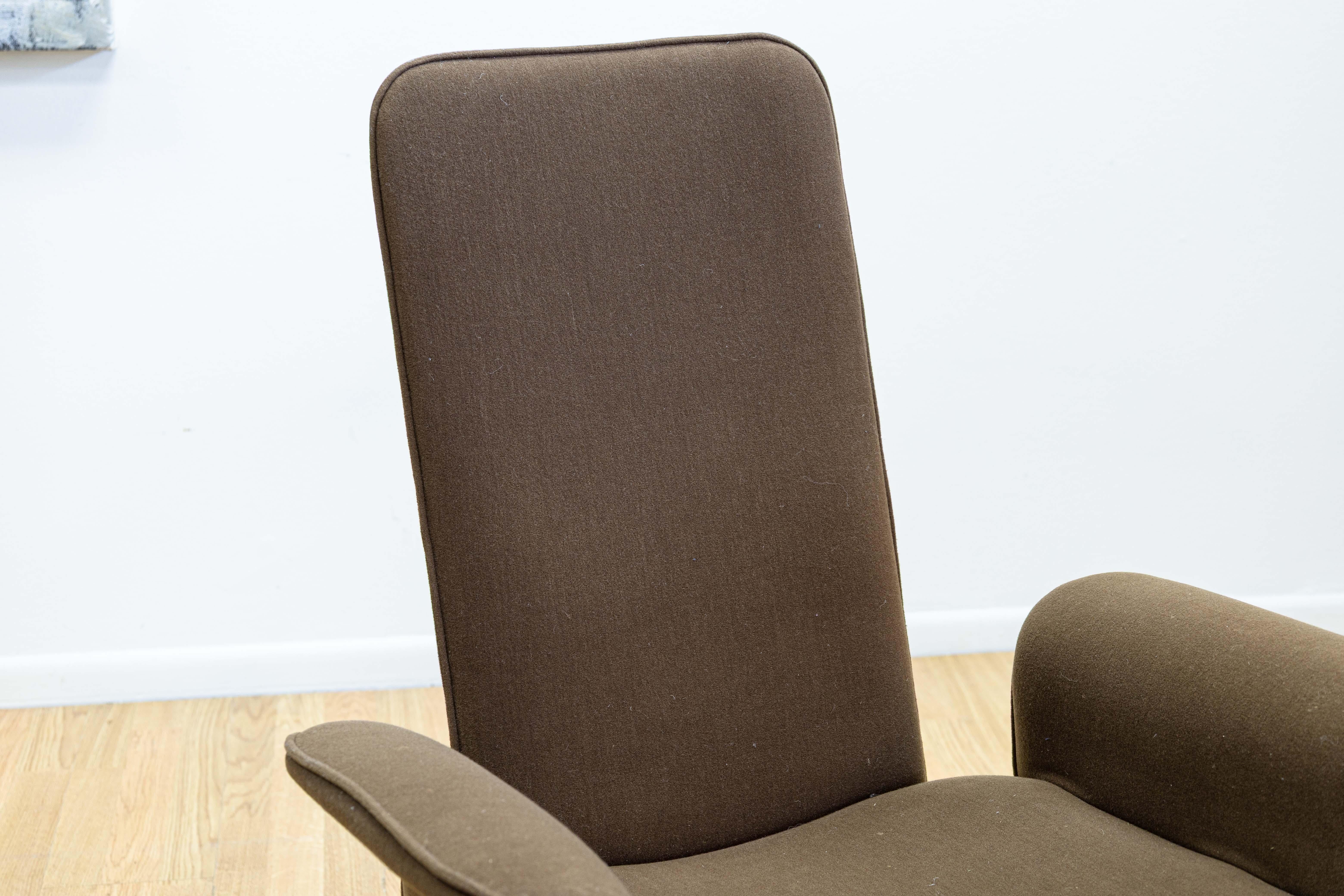 6er-Set Robert Haussmann für De Sede RH-320 Braune Mohair & Chrom Esszimmerstühle (Ende des 20. Jahrhunderts) im Angebot