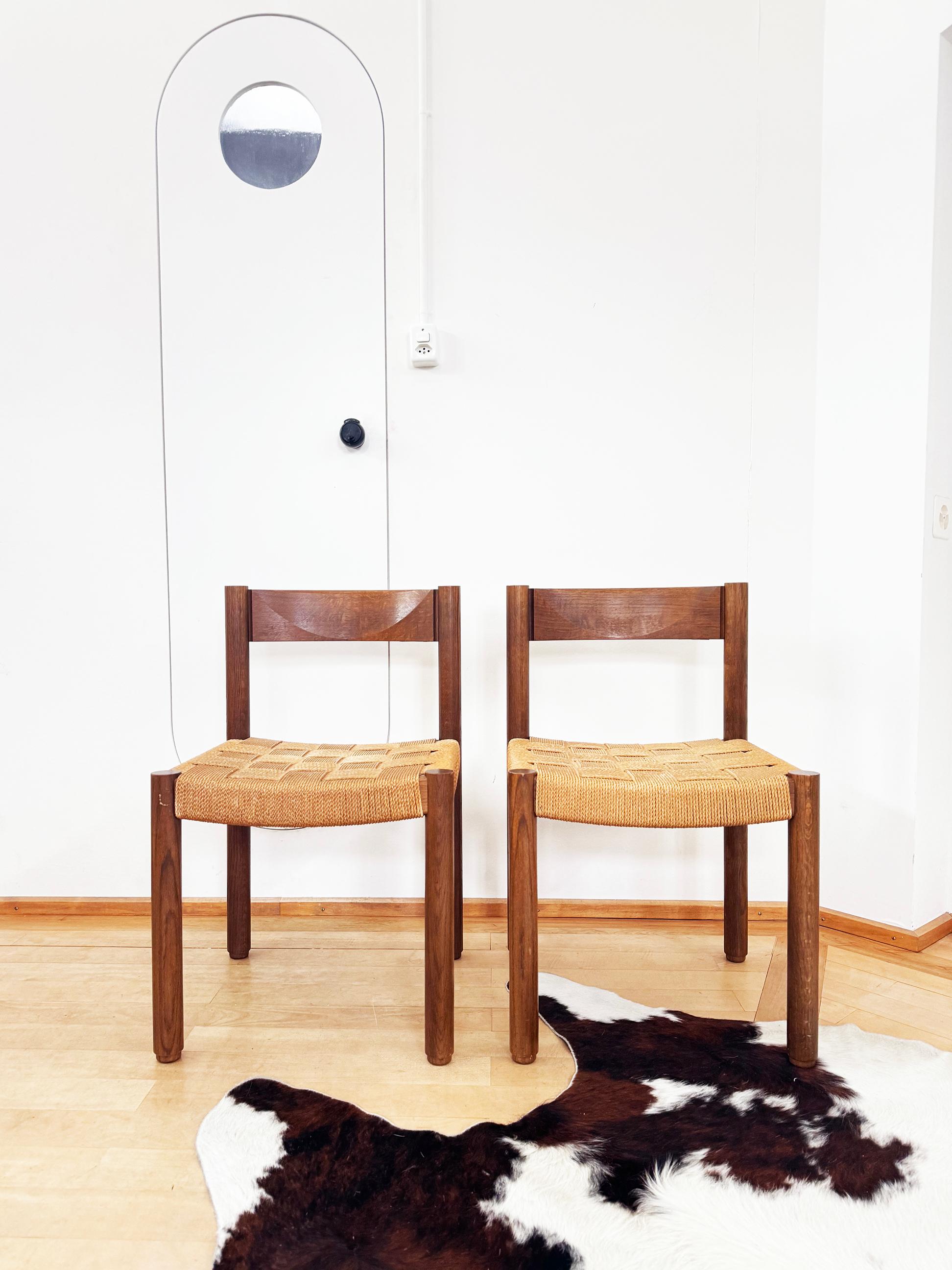 Set of 6 Robert + Trix Haussmann Tiger Oak + Woven Rope Modwl 6200 Chairs- 6 pcs For Sale 4