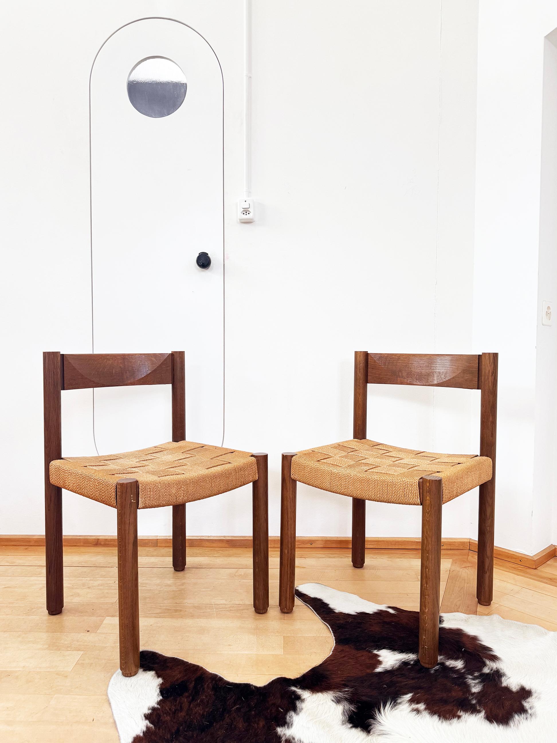 Set of 6 Robert + Trix Haussmann Tiger Oak + Woven Rope Modwl 6200 Chairs- 6 pcs For Sale 5