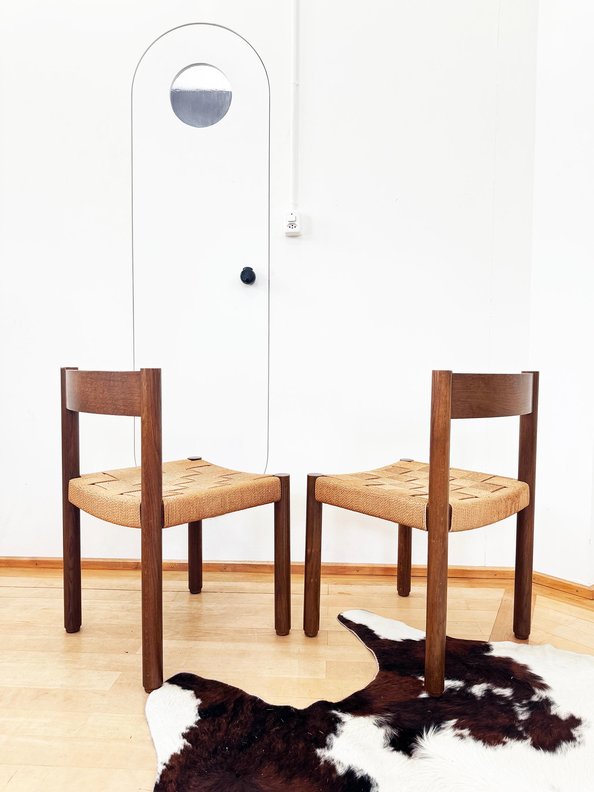 Set of 6 Robert + Trix Haussmann Tiger Oak + Woven Rope Modwl 6200 Chairs- 6 pcs For Sale 6