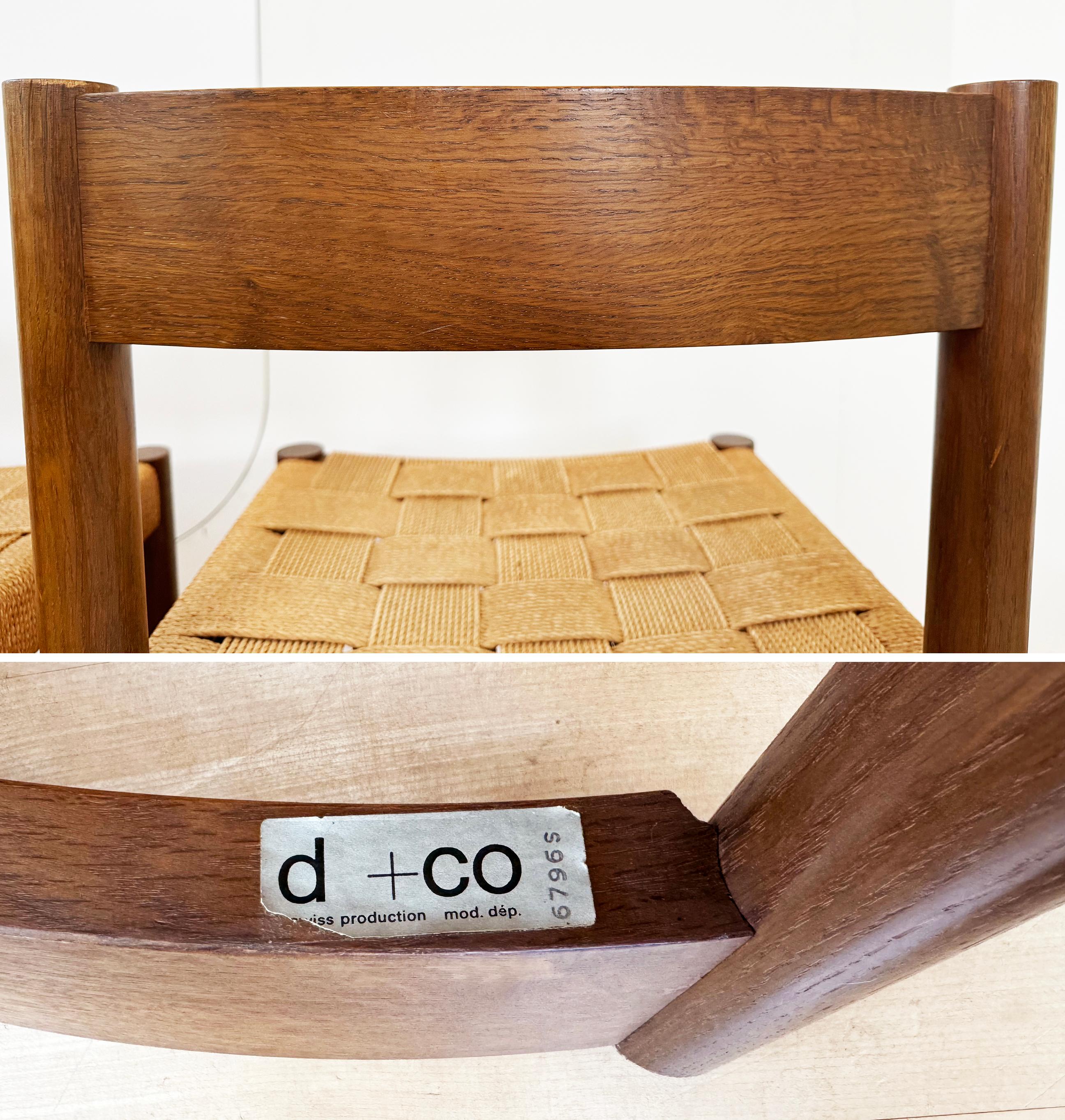 Set of 6 Robert + Trix Haussmann Tiger Oak + Woven Rope Modwl 6200 Chairs- 6 pcs For Sale 7