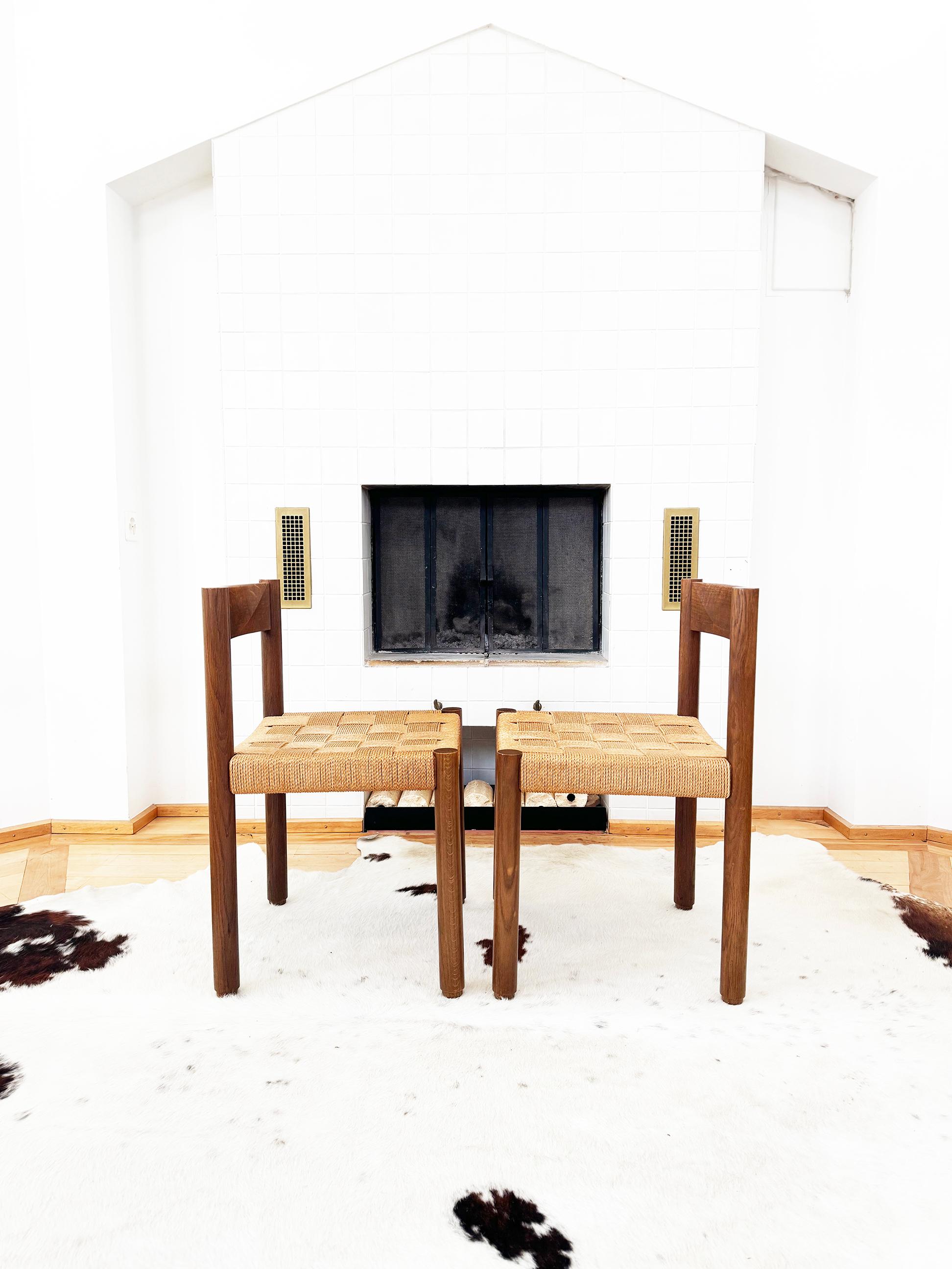 Set of 6 Robert + Trix Haussmann Tiger Oak + Woven Rope Modwl 6200 Chairs- 6 pcs For Sale 1