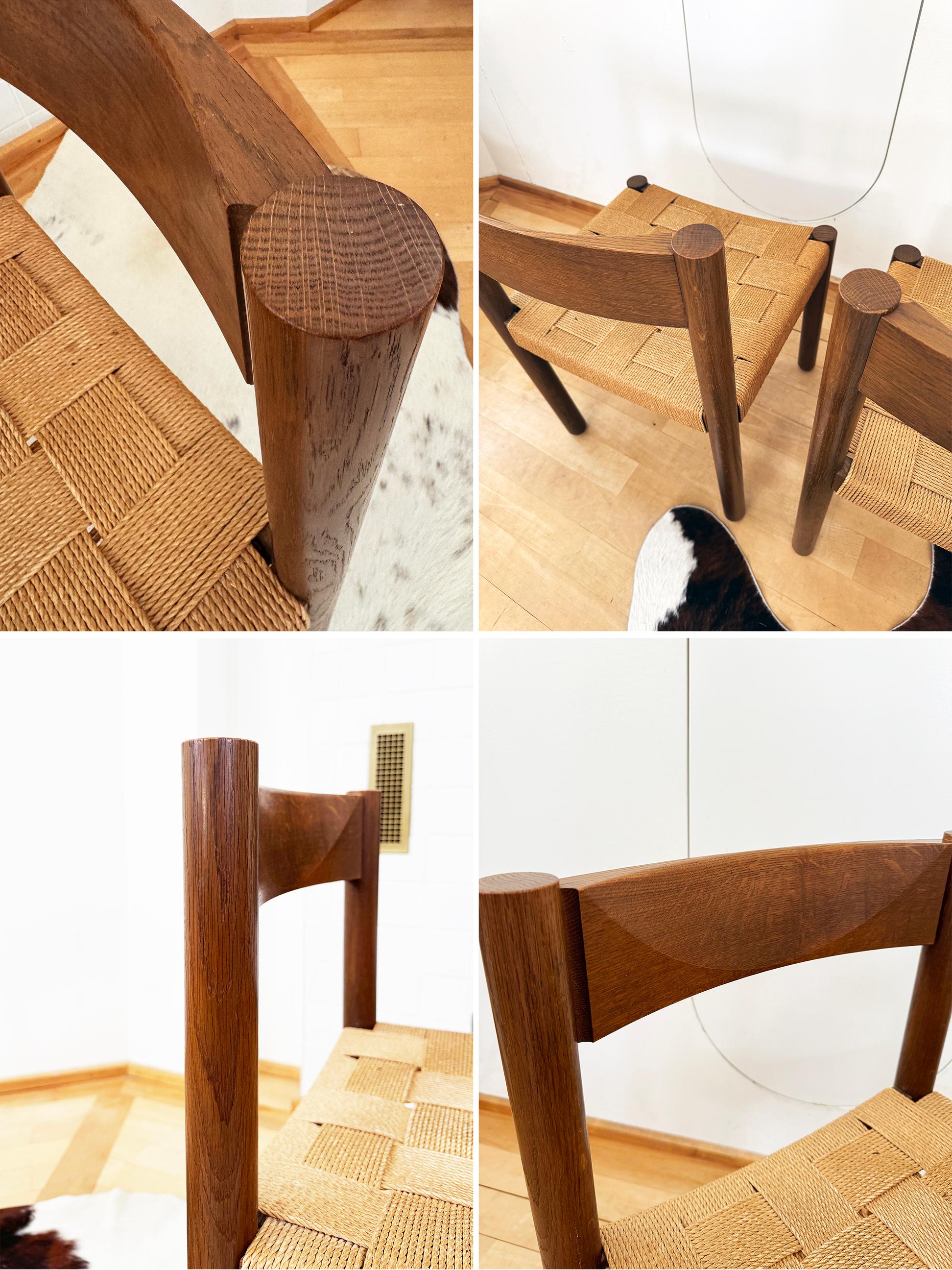 Set of 6 Robert + Trix Haussmann Tiger Oak + Woven Rope Modwl 6200 Chairs- 6 pcs For Sale 2