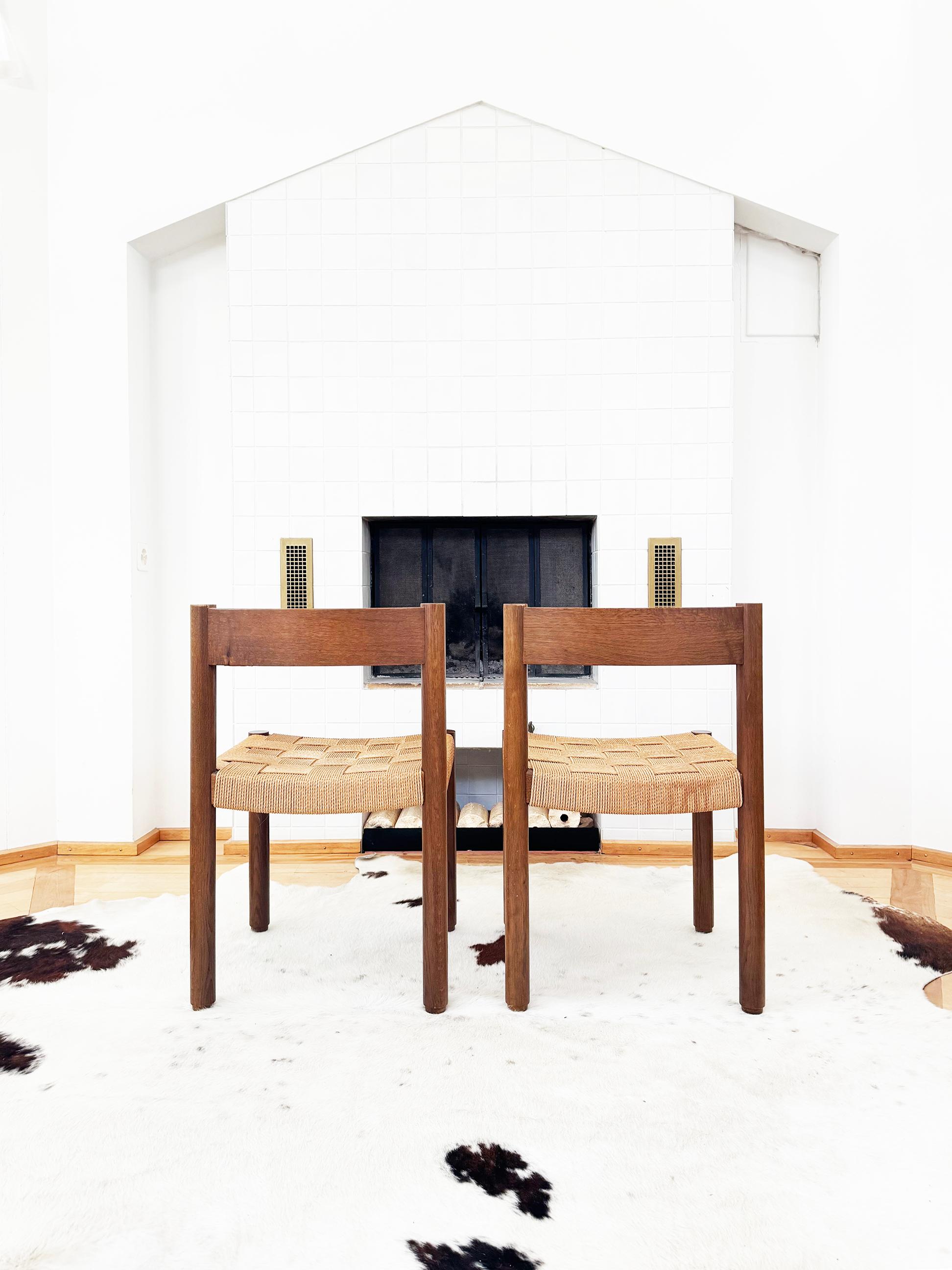 Set of 6 Robert + Trix Haussmann Tiger Oak + Woven Rope Modwl 6200 Chairs- 6 pcs For Sale 3
