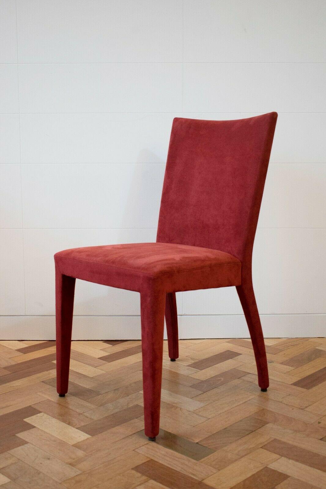 Roche Bobois Red Suede Dining Chairs, Set of 6  2