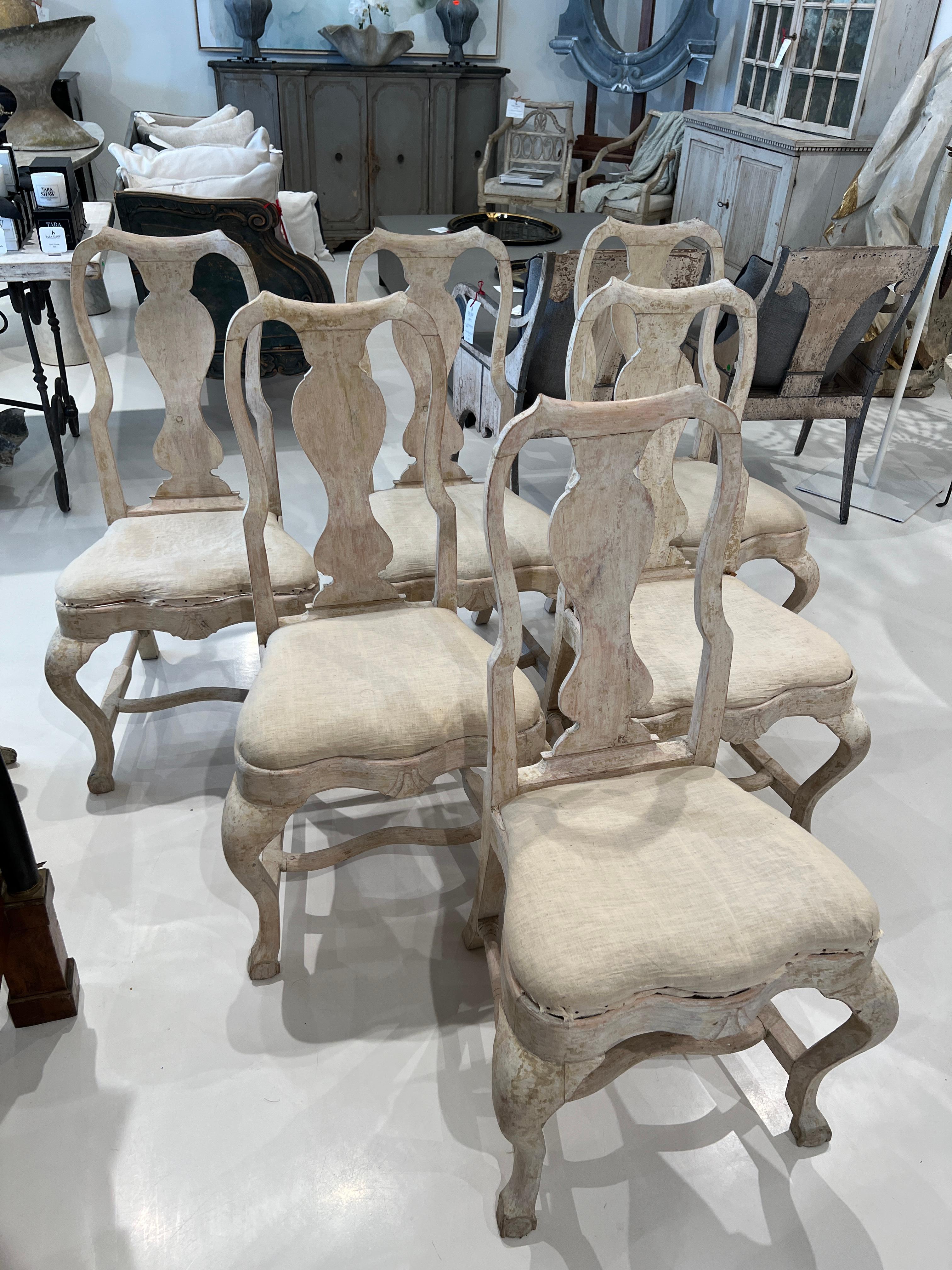 Upholstery Set of 6 Rococo Chairs For Sale