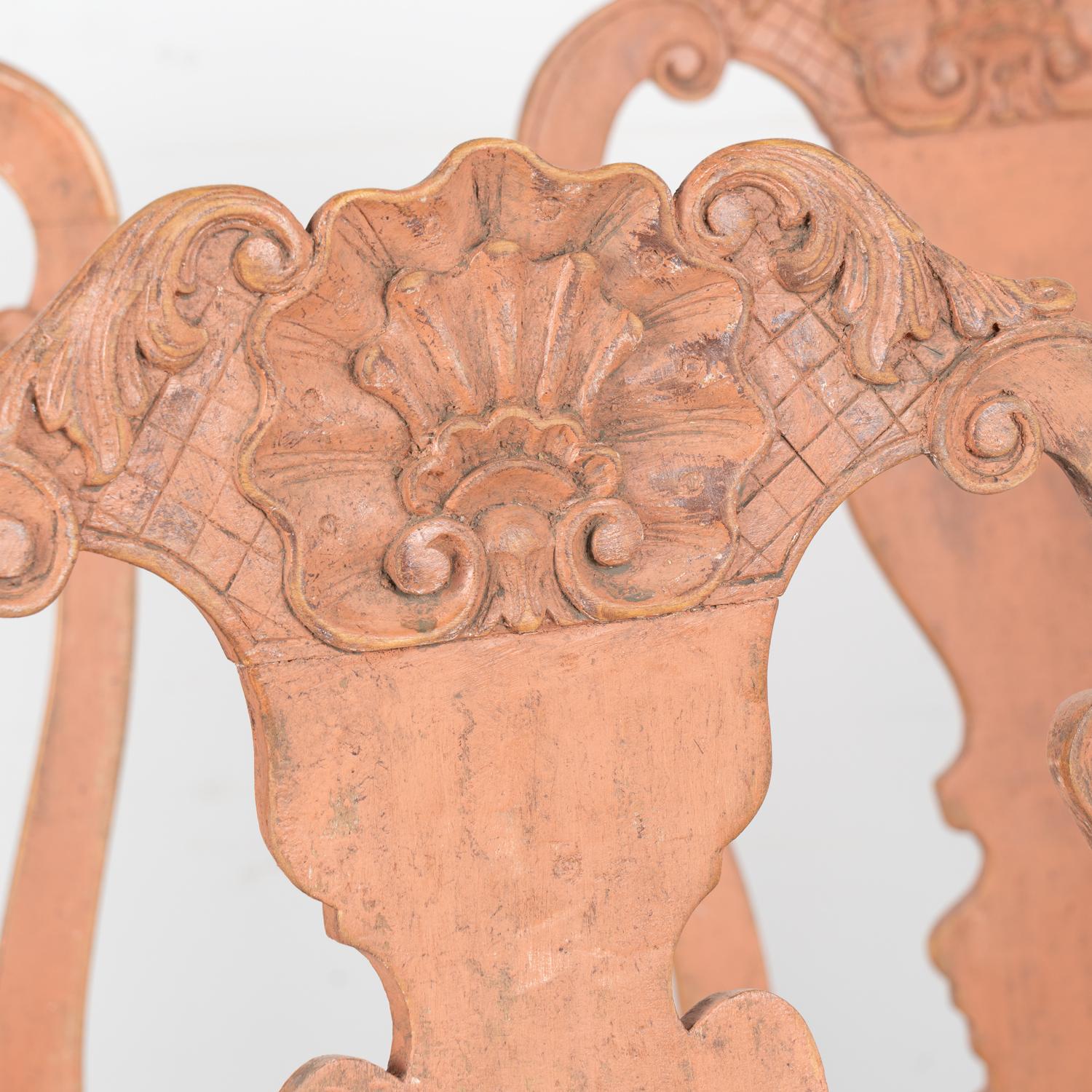 Set of 6 Rococo Dining Chairs, Norway circa 1770-1800 In Good Condition For Sale In Round Top, TX
