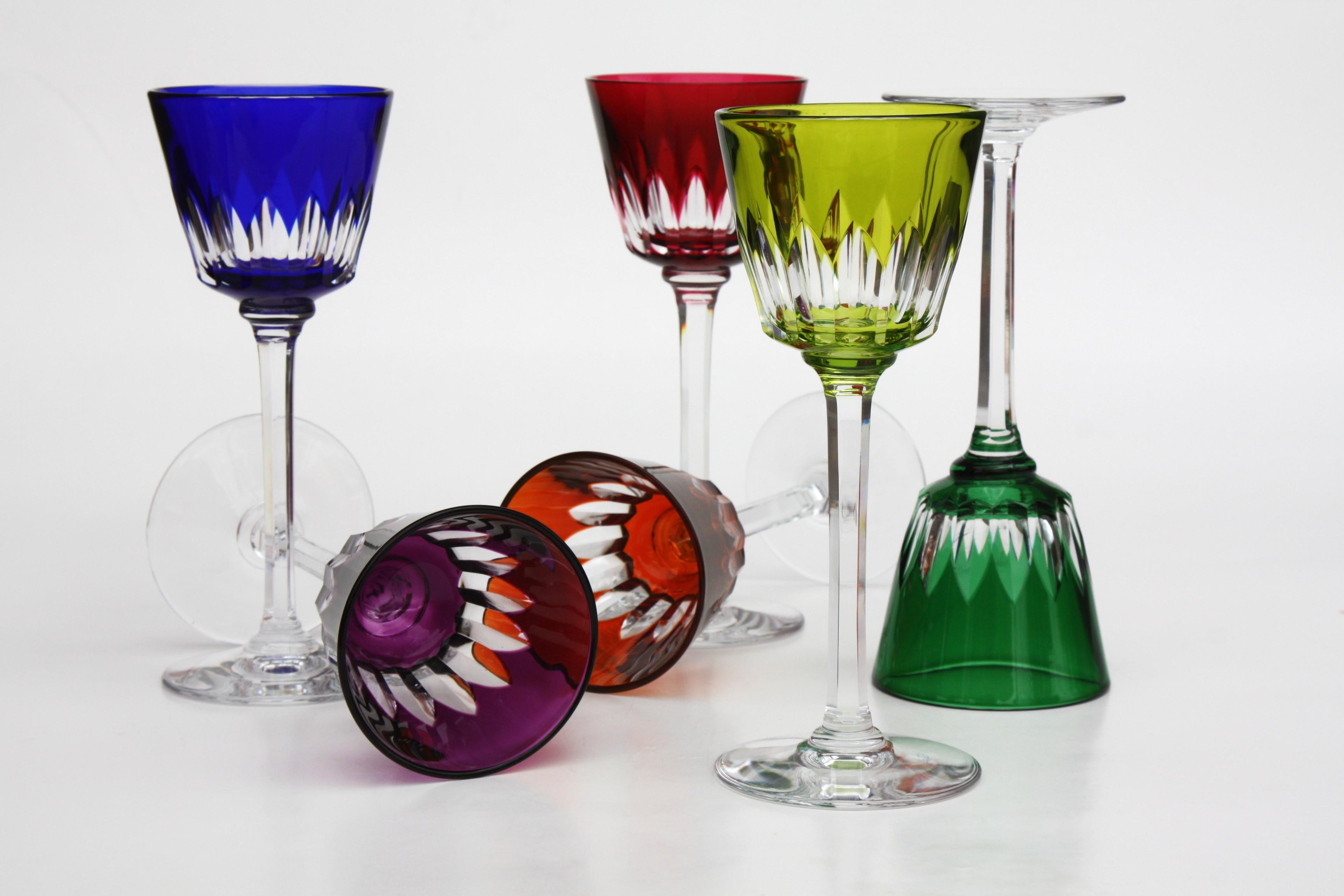 Set of 6 Roemer glasses in Baccarat crystal, Lavandou model In Excellent Condition In LA ROCHEPOT, FR