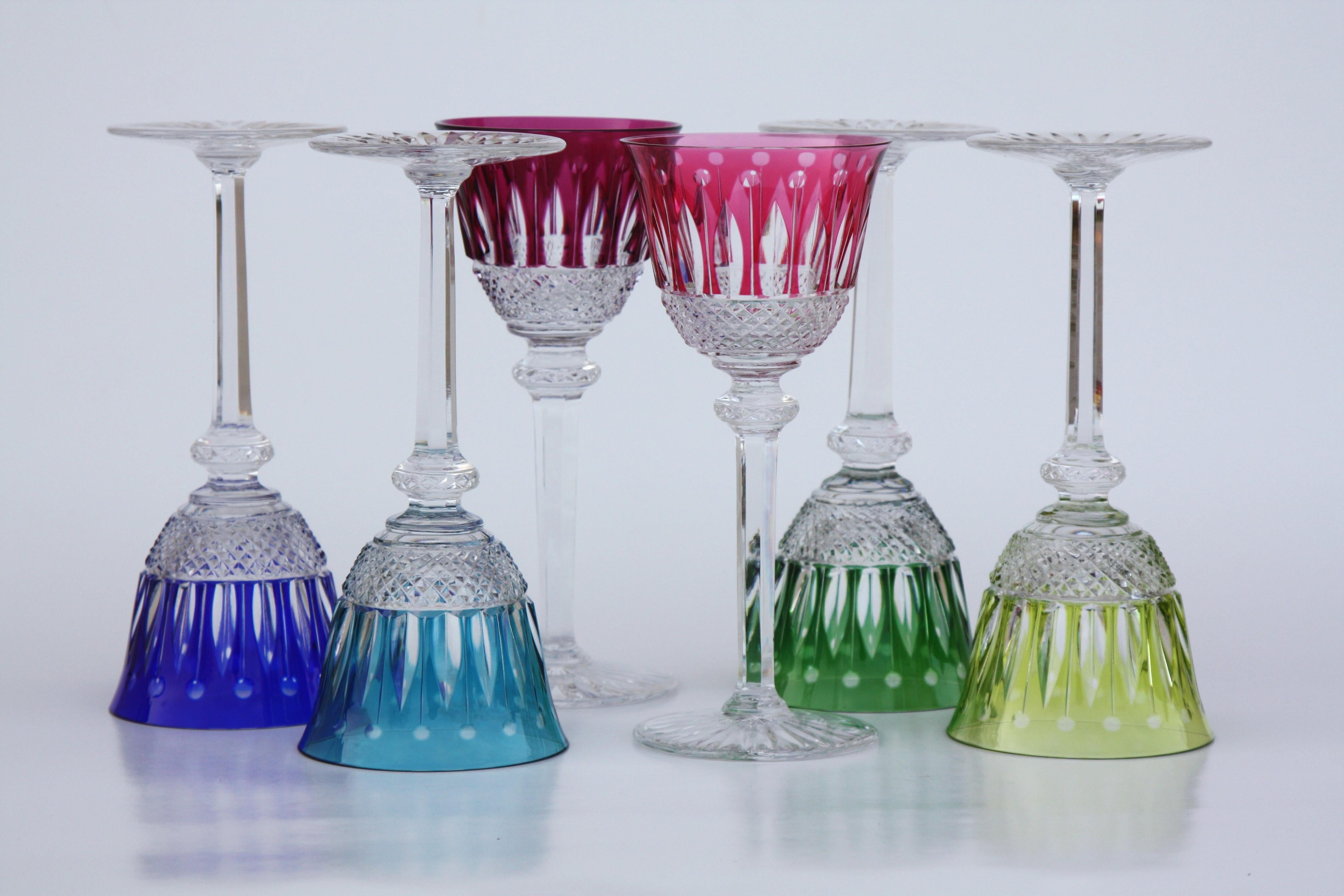 Set of 6 Roemer glasses in St. Louis crystal, Tommy model 5