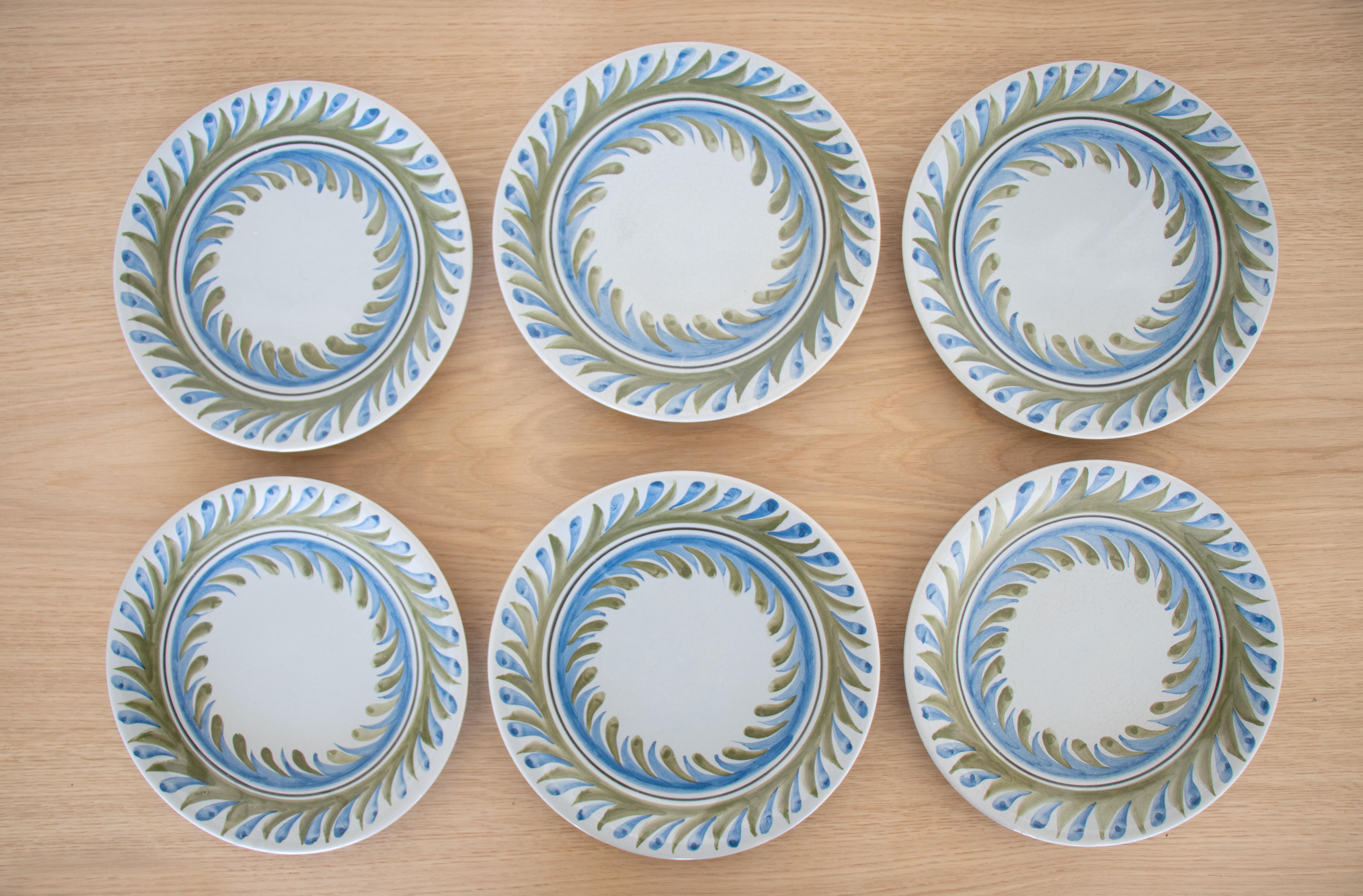 Set of 6 Roger Capron Painted Plates 1