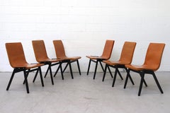 Set of 6 Roland Rainer Plywood Stacking Chairs